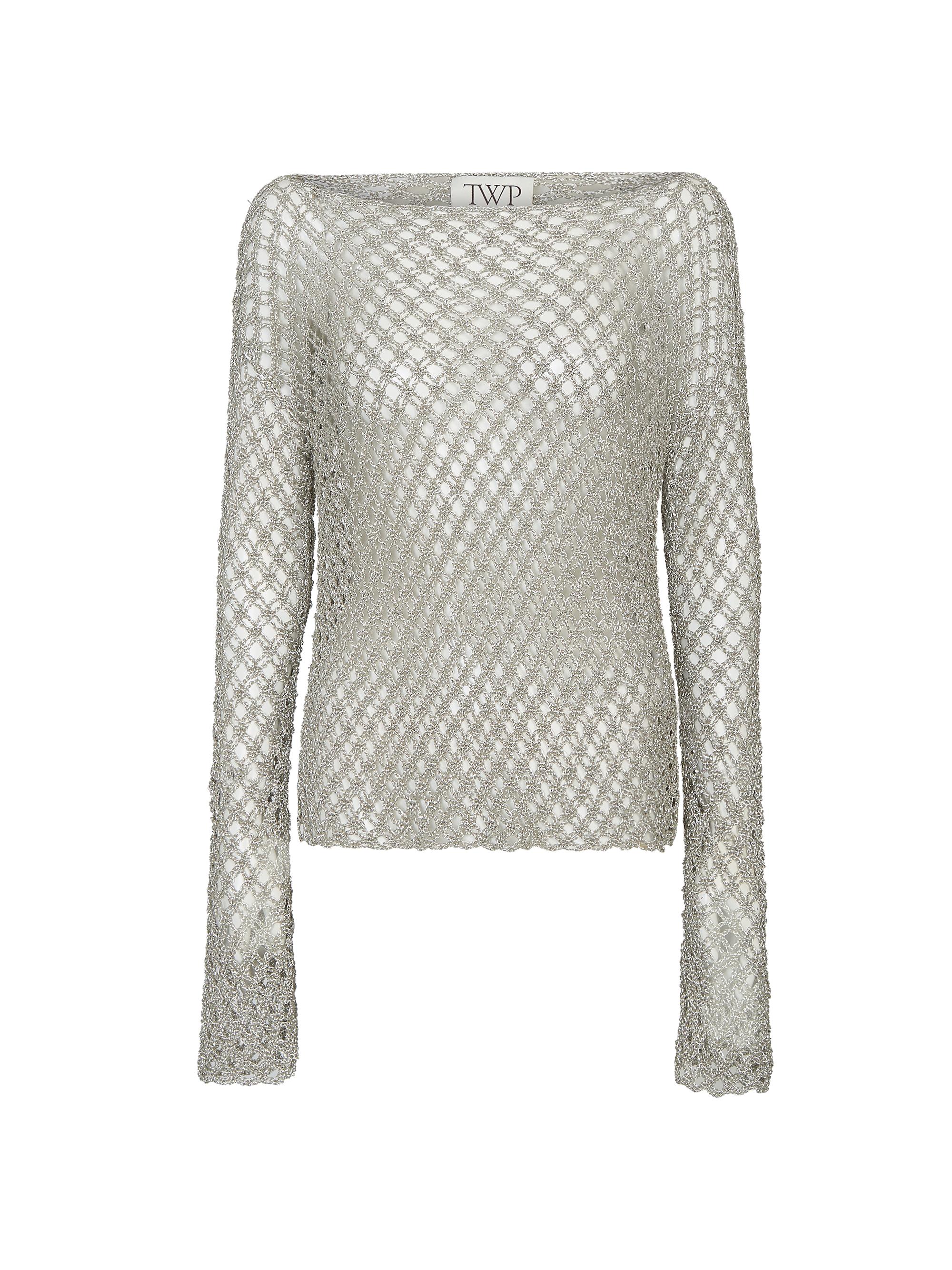 TWP Women's Boatneck Crochet-Knit Top - Pale Champagne | Thumbnail 7