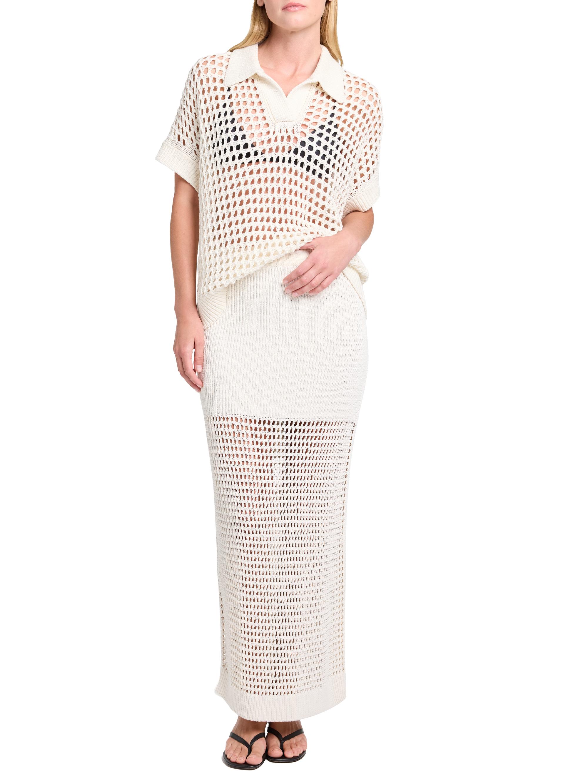 TWP Women's Supersized Linen-Silk Polo Top -