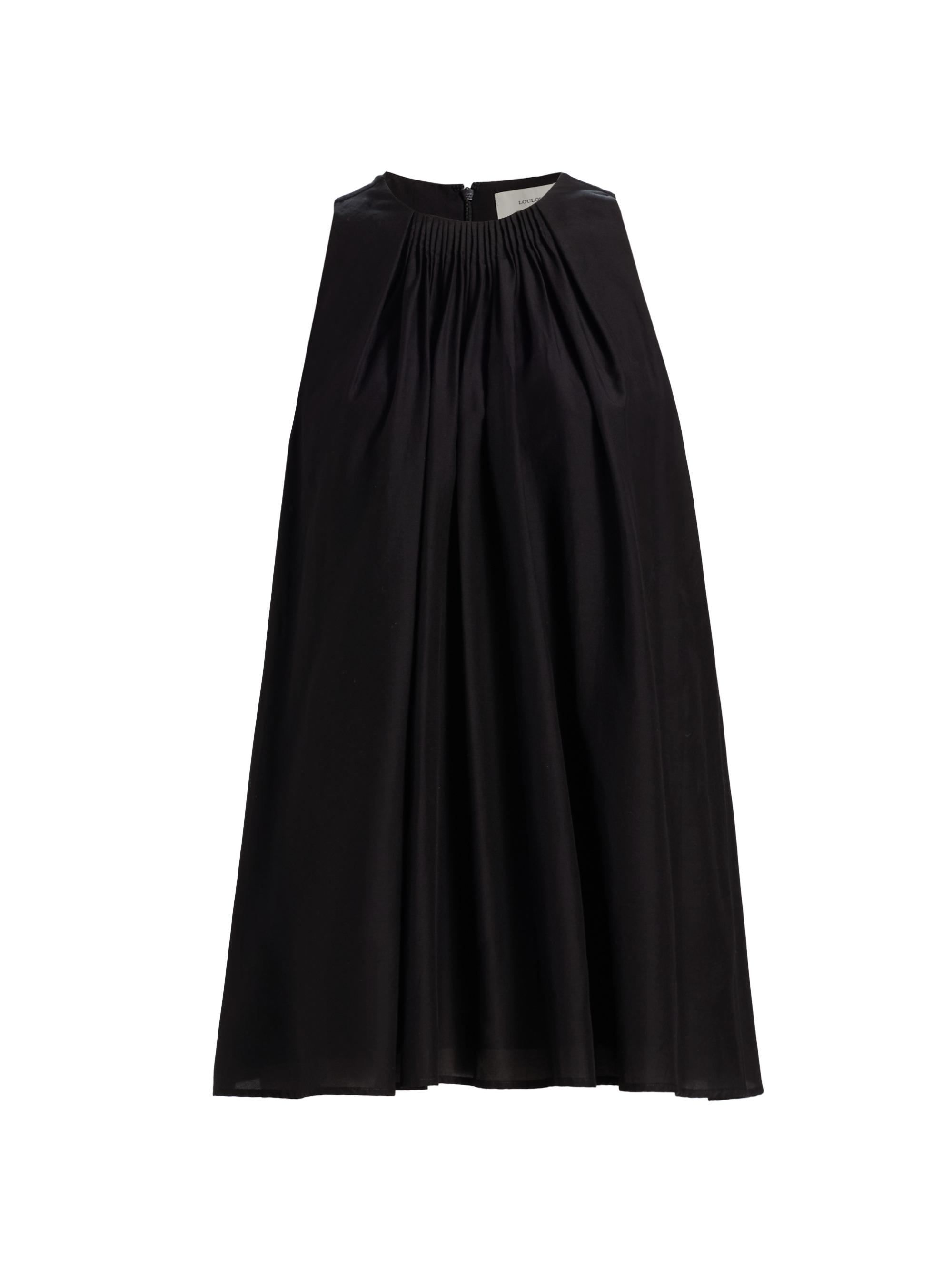Loulou de Saison Women's Liao Cotton-Silk Pleated Neckline Blouse - Black