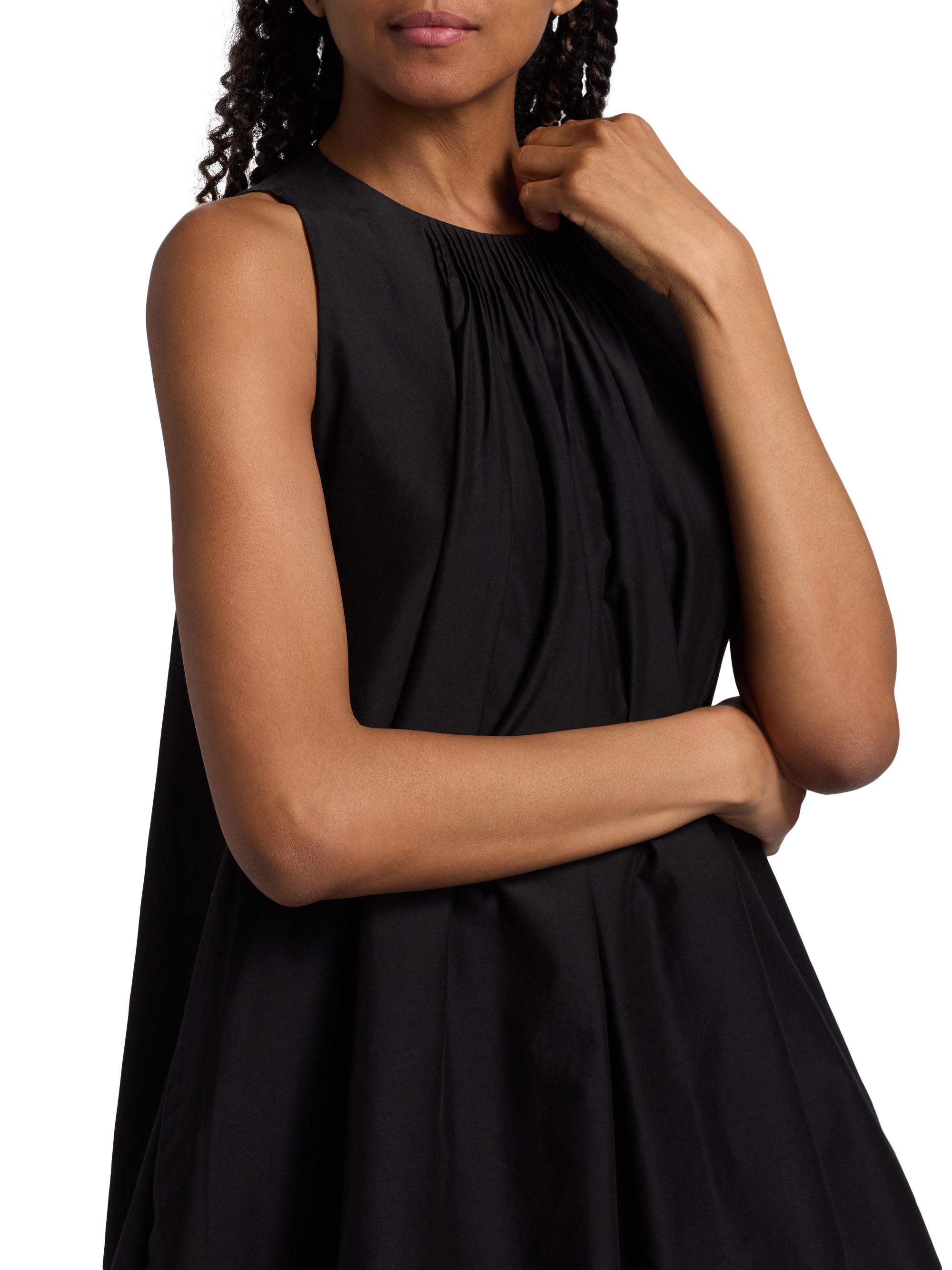 Loulou de Saison Women's Liao Cotton-Silk Pleated Neckline Blouse - Black | Thumbnail 6