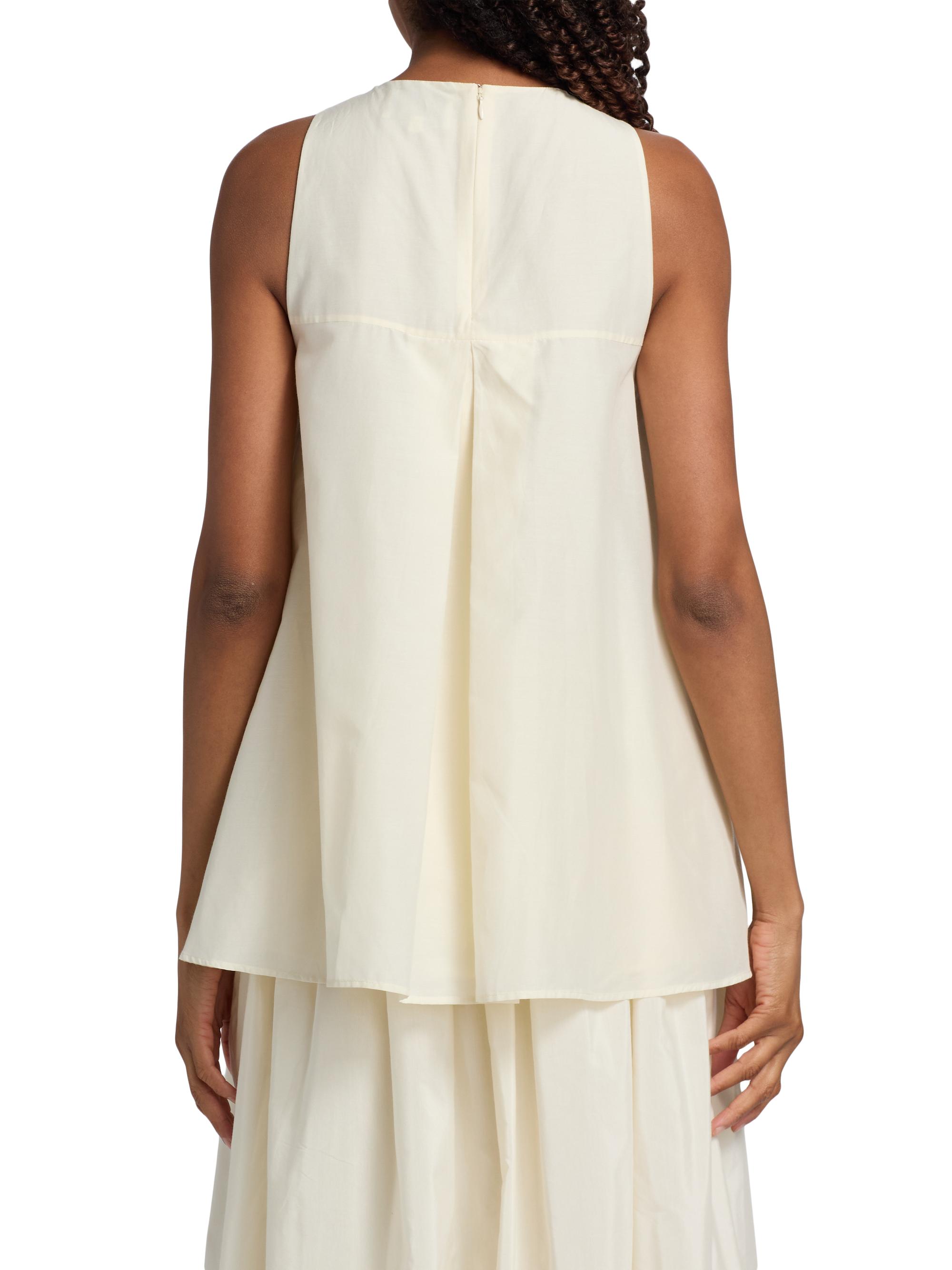 Loulou de Saison Women's Liao Cotton-Silk Pleated Neckline Blouse - | Thumbnail 5