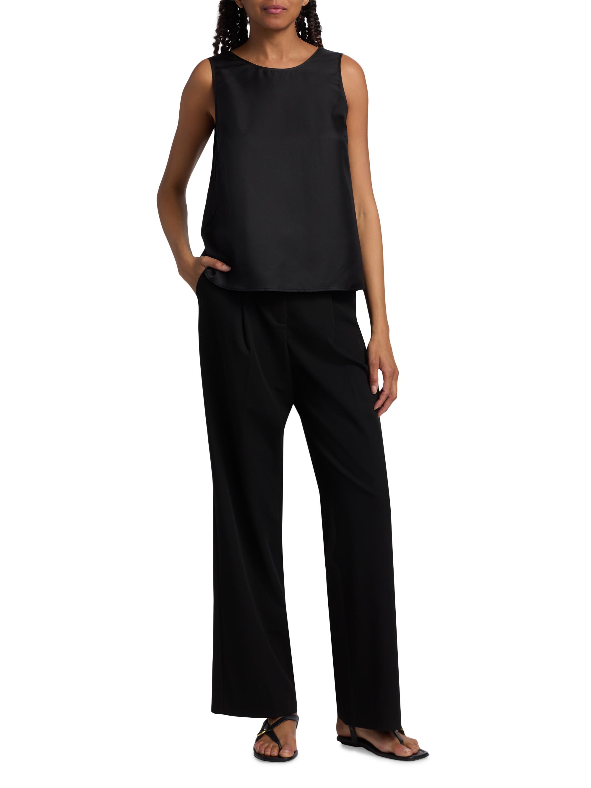 Loulou de Saison Women's Gema Draped Silk Open-Back Top - Black | Thumbnail 2