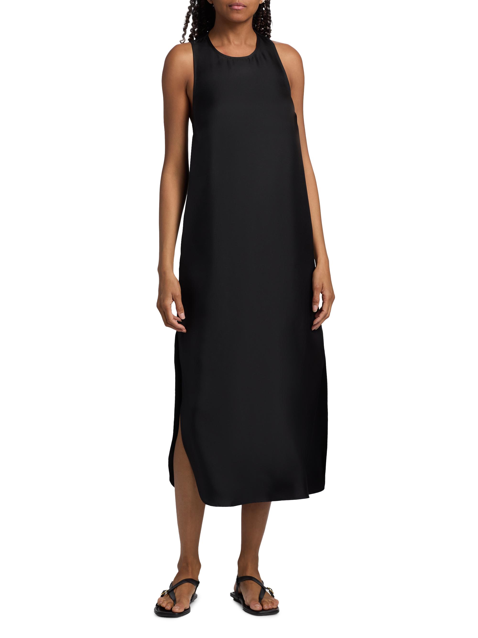 Loulou de Saison Women's Paloma Twist Back Silk Midi-Slipdress - Black | Thumbnail 3