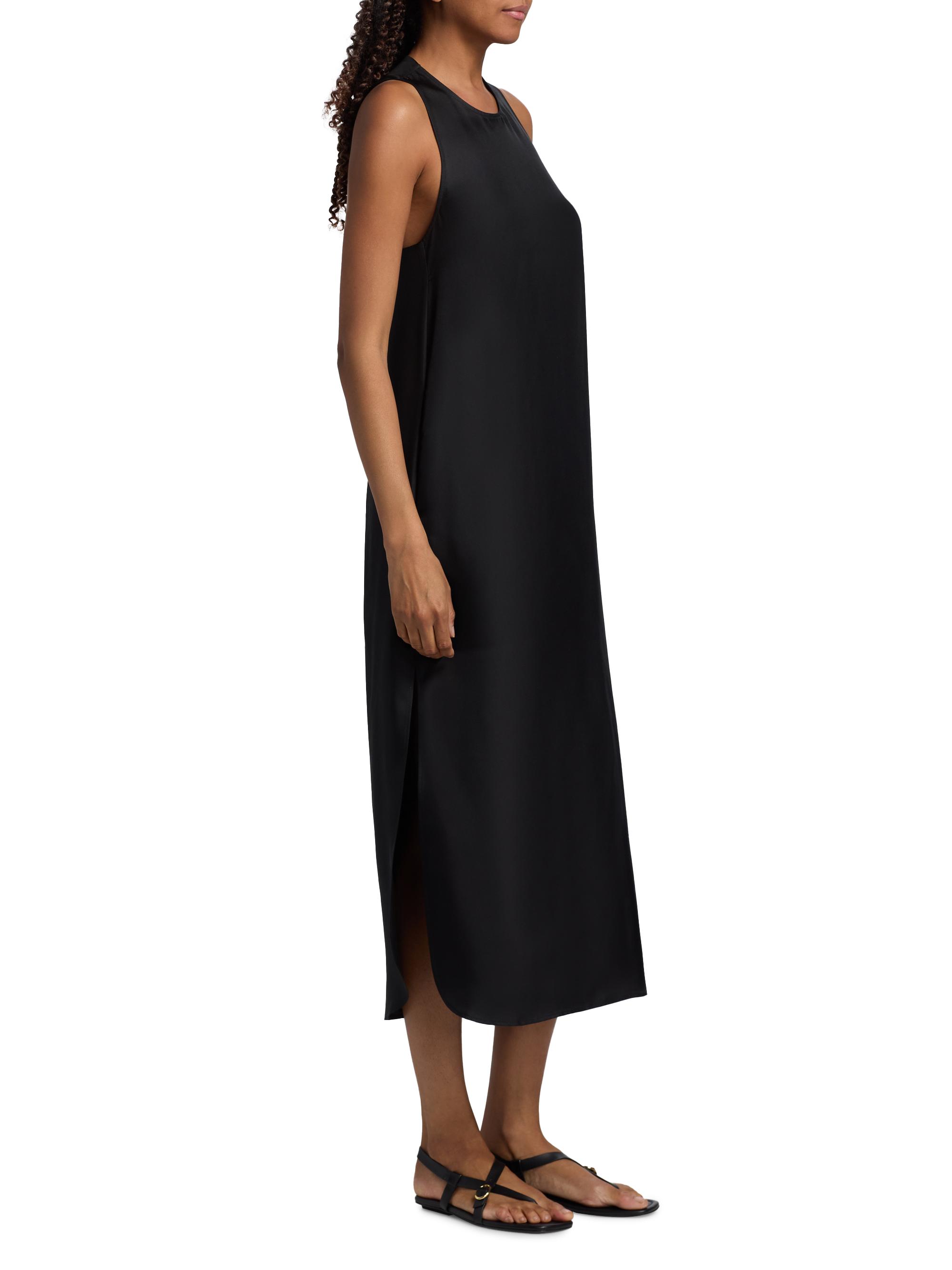 Loulou de Saison Women's Paloma Twist Back Silk Midi-Slipdress - Black | Thumbnail 4
