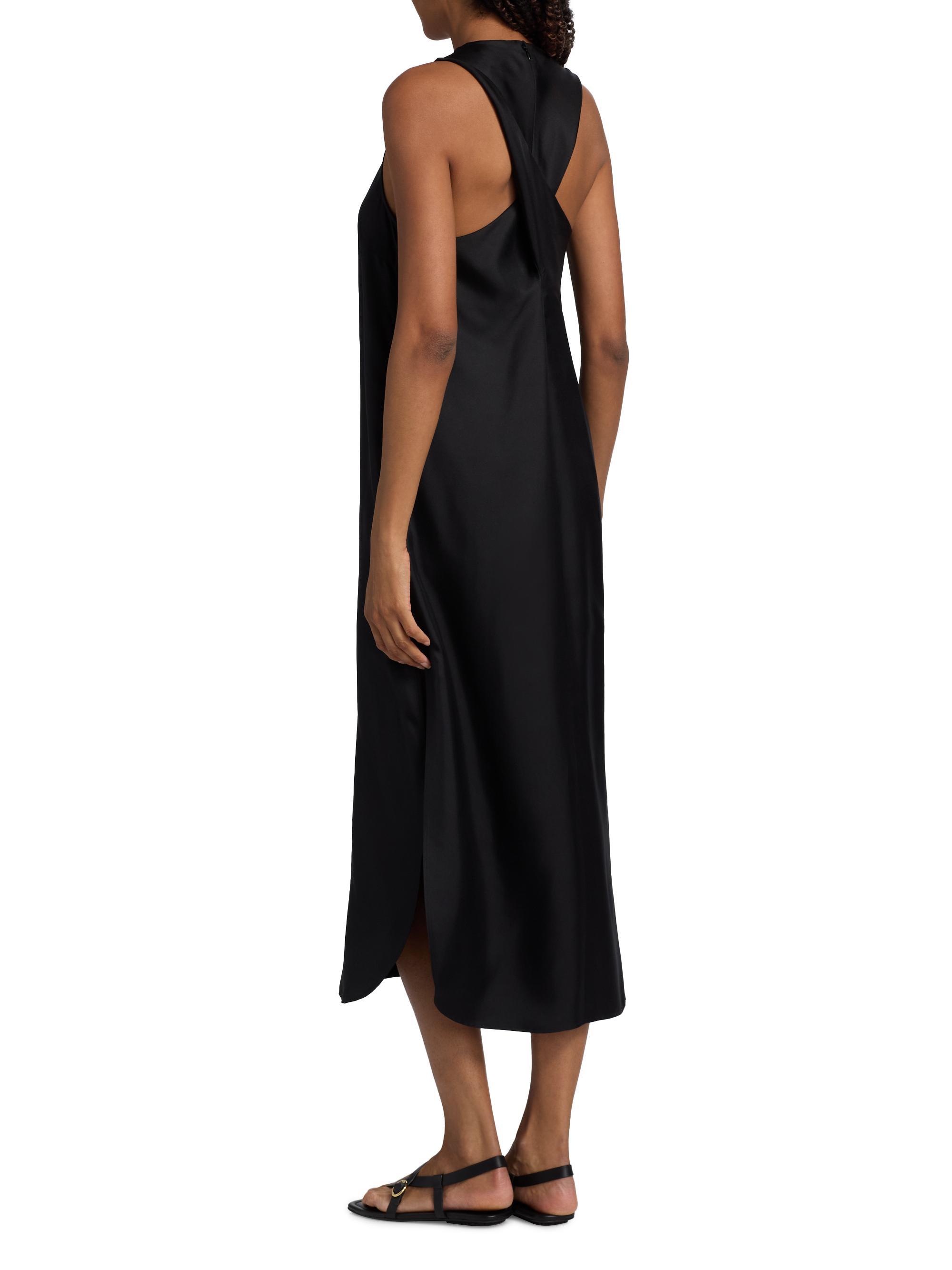 Loulou de Saison Women's Paloma Twist Back Silk Midi-Slipdress - Black | Thumbnail 5