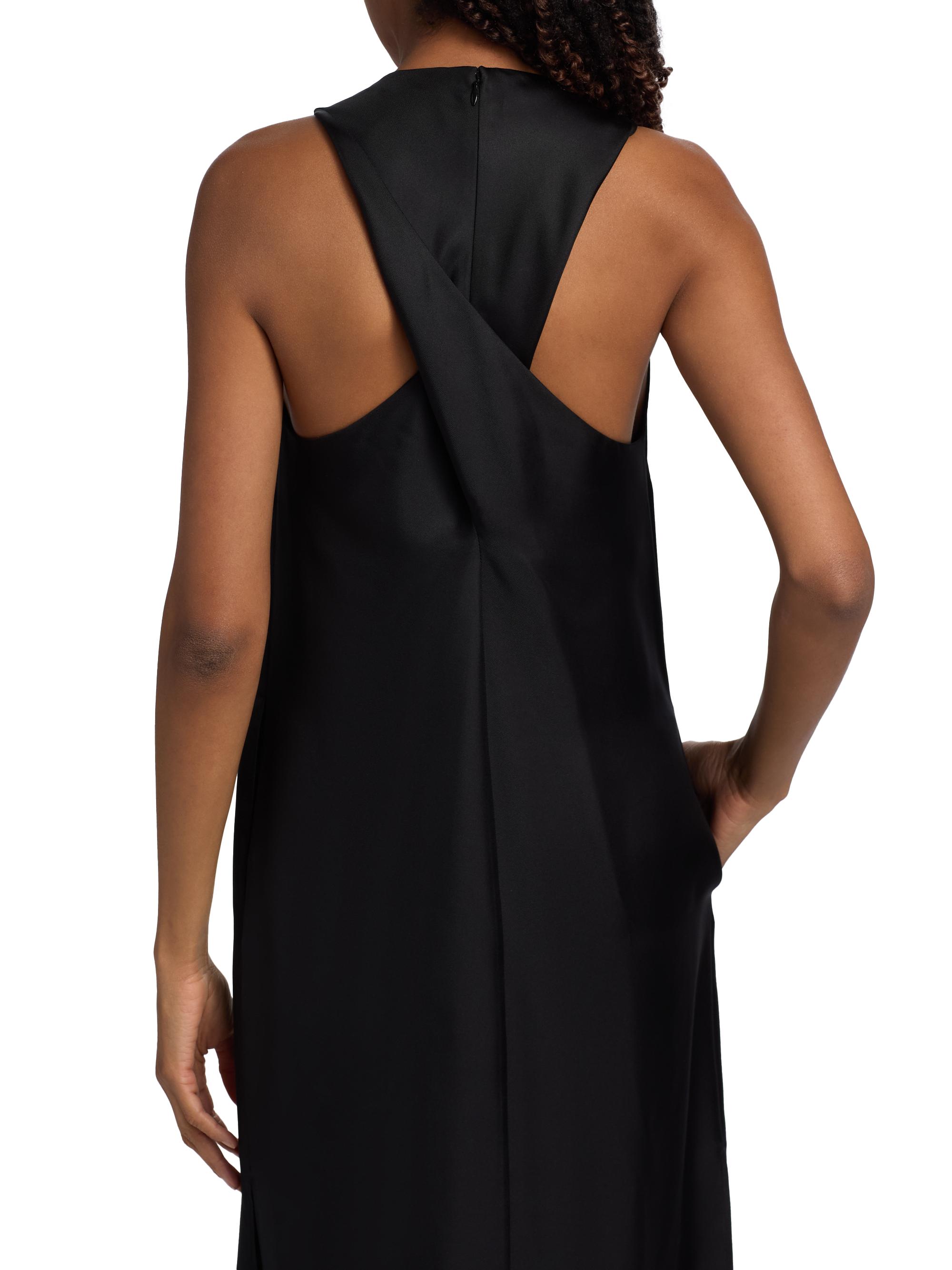 Loulou de Saison Women's Paloma Twist Back Silk Midi-Slipdress - Black | Thumbnail 6