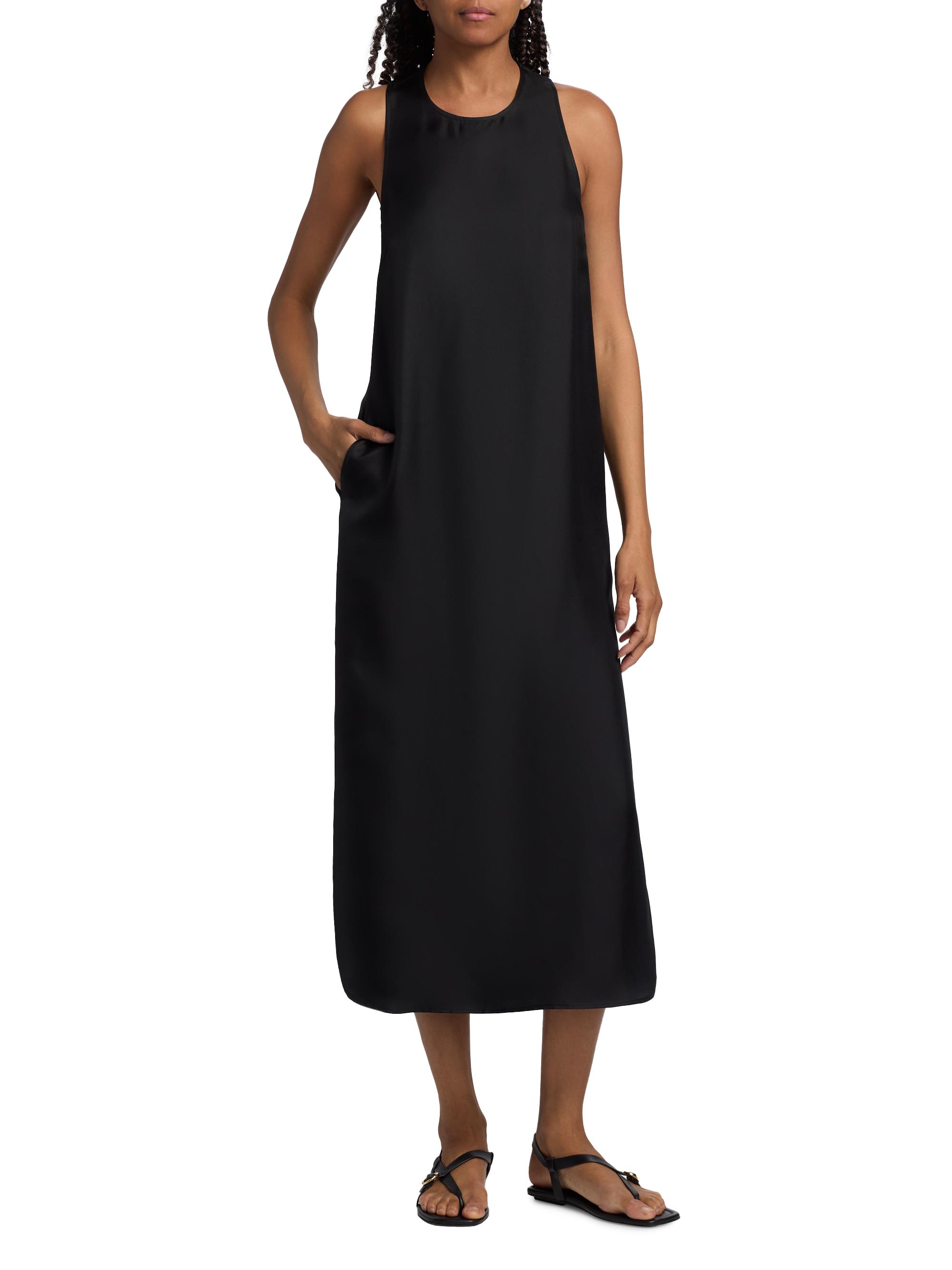 Loulou de Saison Women's Paloma Twist Back Silk Midi-Slipdress - Black | Thumbnail 2