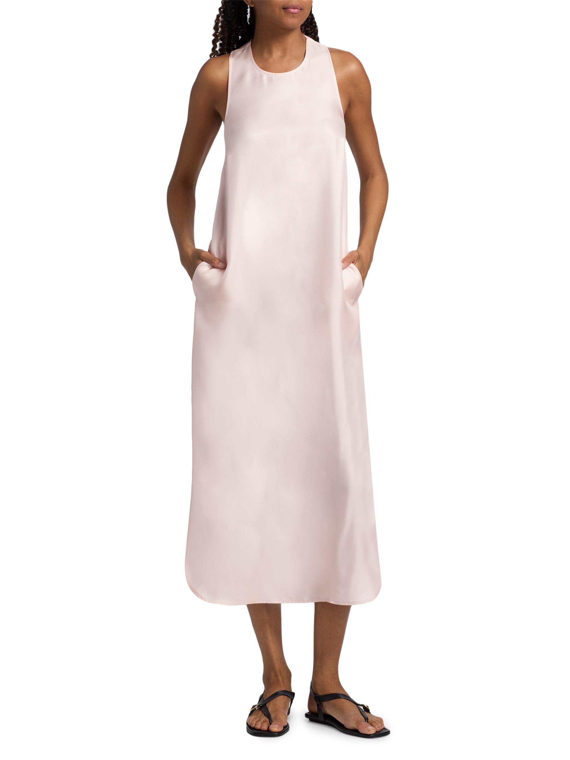 Loulou de Saison Women's Paloma Twist Back Silk Midi-Slipdress - Light Pink | Thumbnail 3