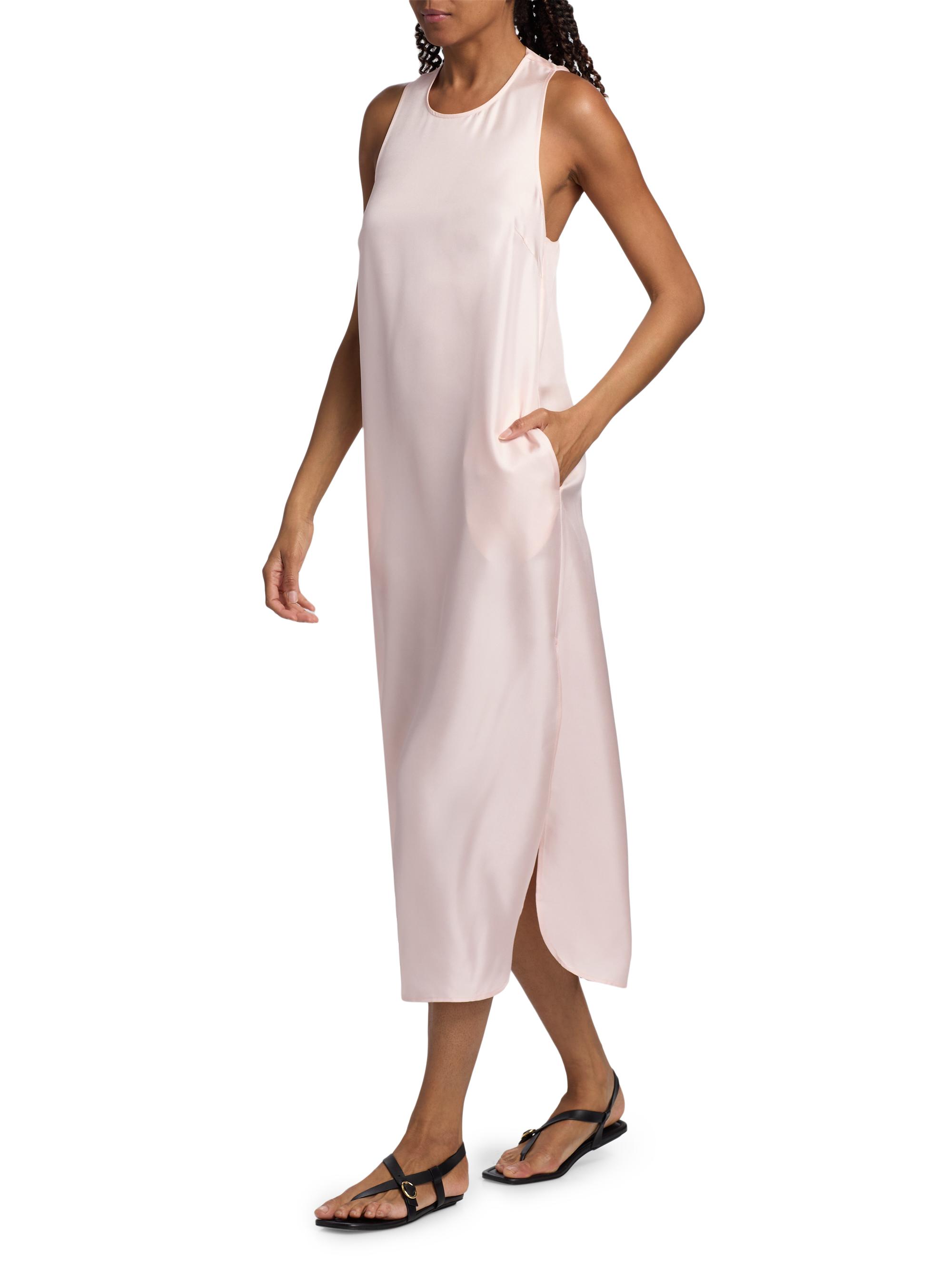 Loulou de Saison Women's Paloma Twist Back Silk Midi-Slipdress - Light Pink | Thumbnail 2