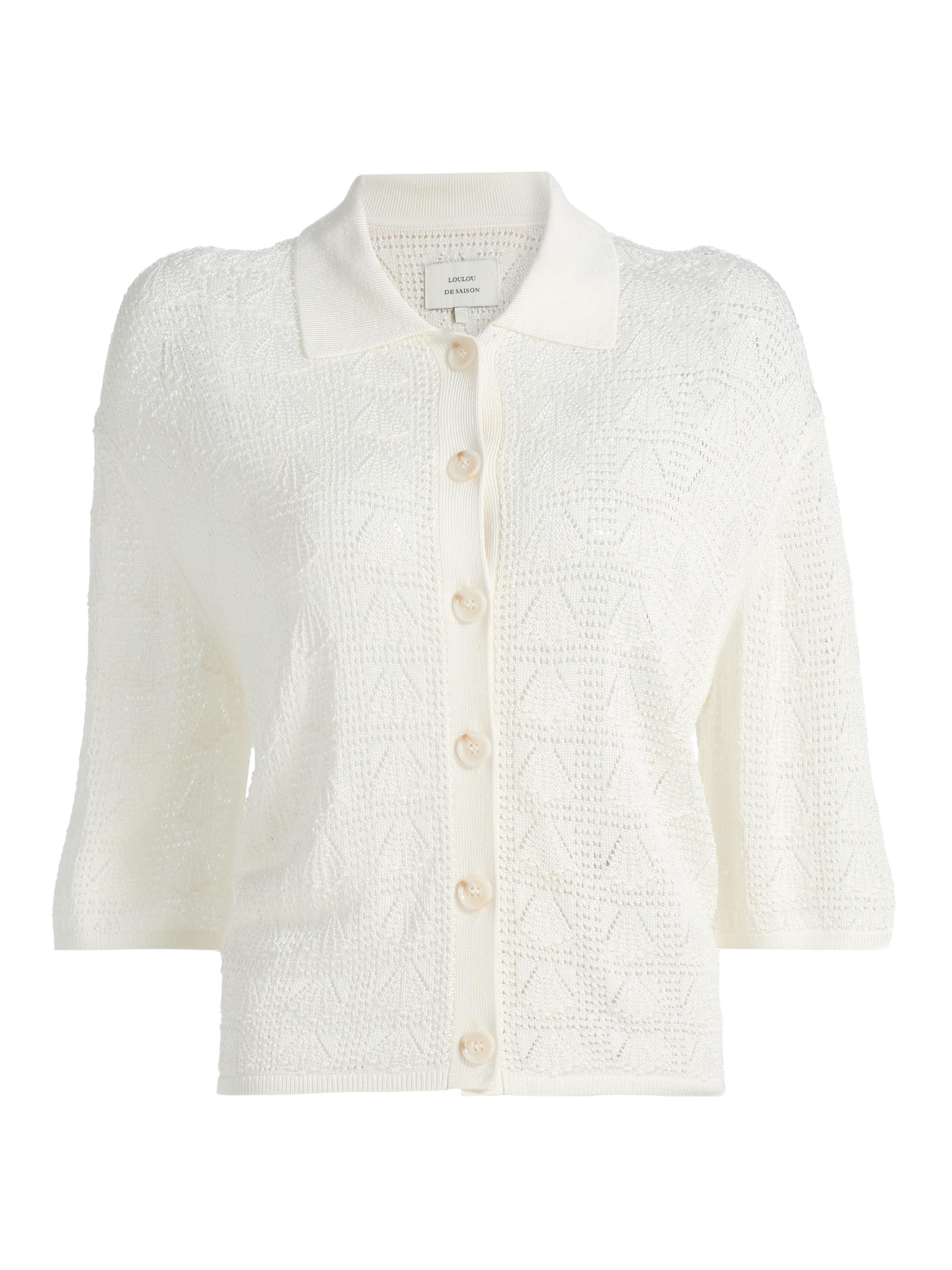Loulou de Saison Women's Siani Lace Knit Button-Front Top -