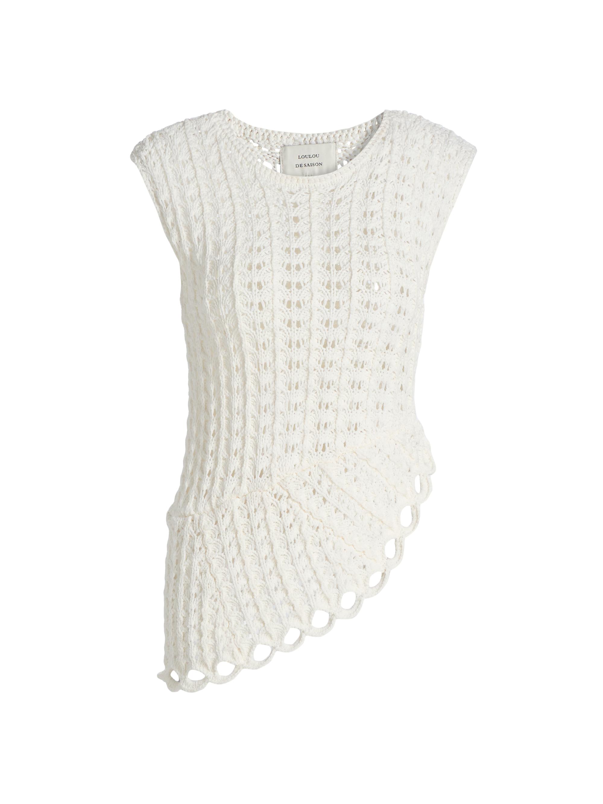 Loulou de Saison Saez Crochet Asymmetric Sleeveless Top | Saks