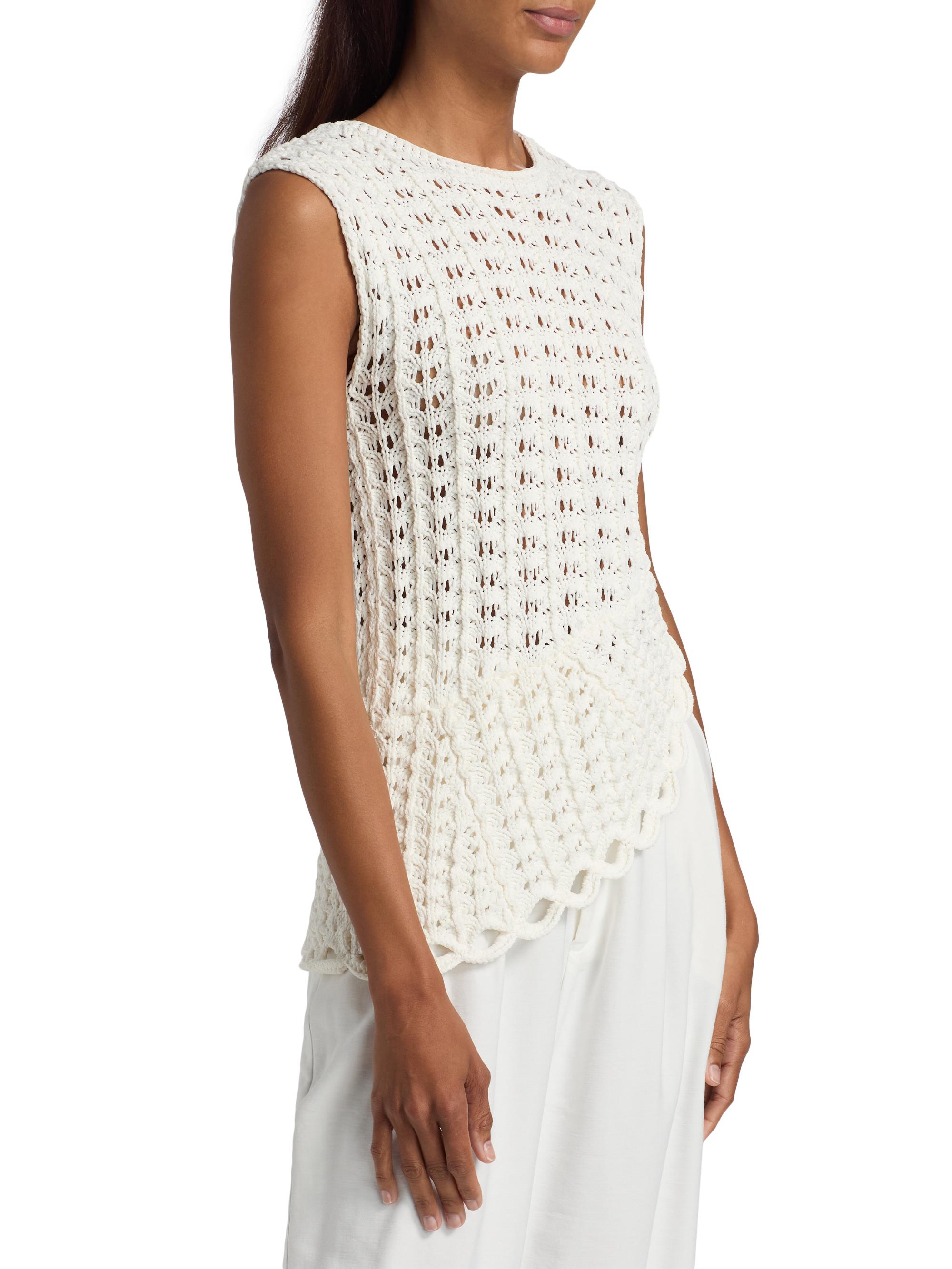 Loulou de Saison Saez Crochet Asymmetric Sleeveless Top | Saks