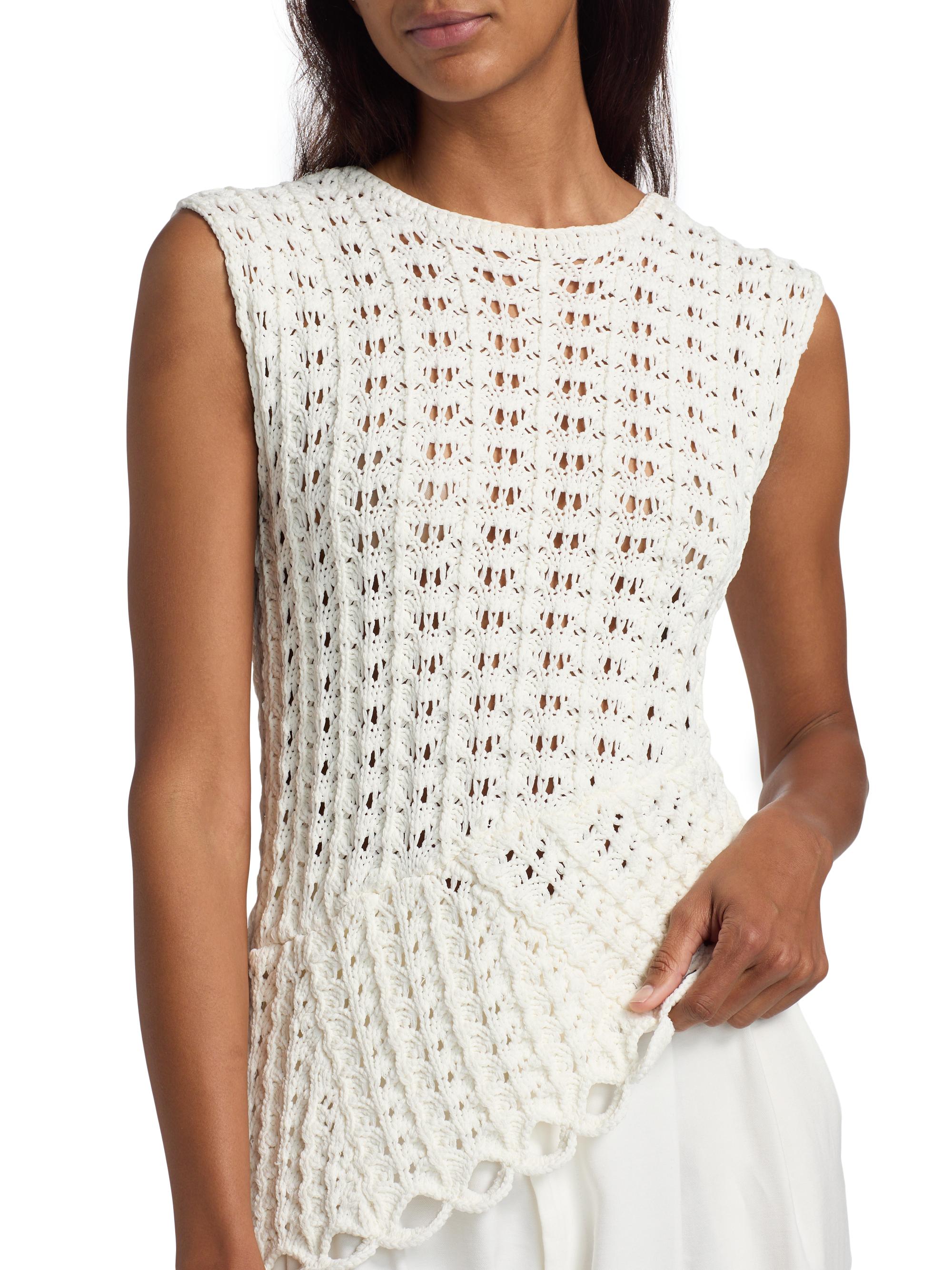 Loulou de Saison Saez Crochet Asymmetric Sleeveless Top | Saks