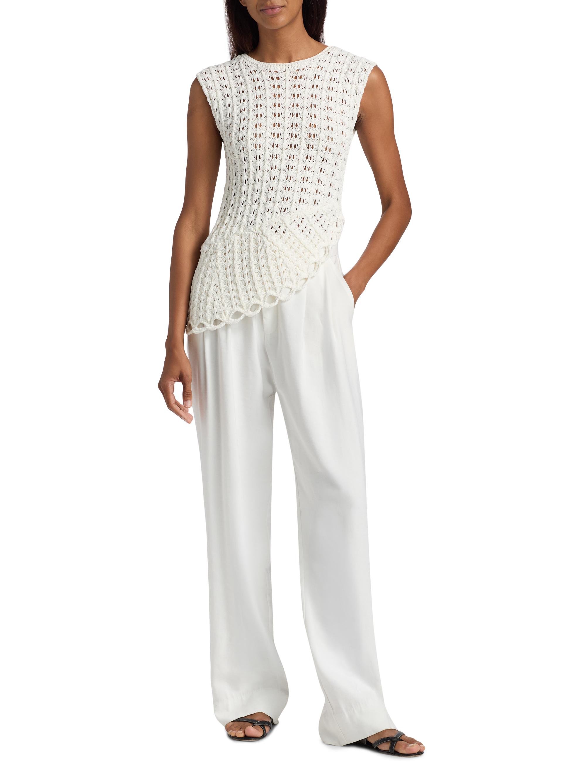 Loulou de Saison Saez Crochet Asymmetric Sleeveless Top | Saks