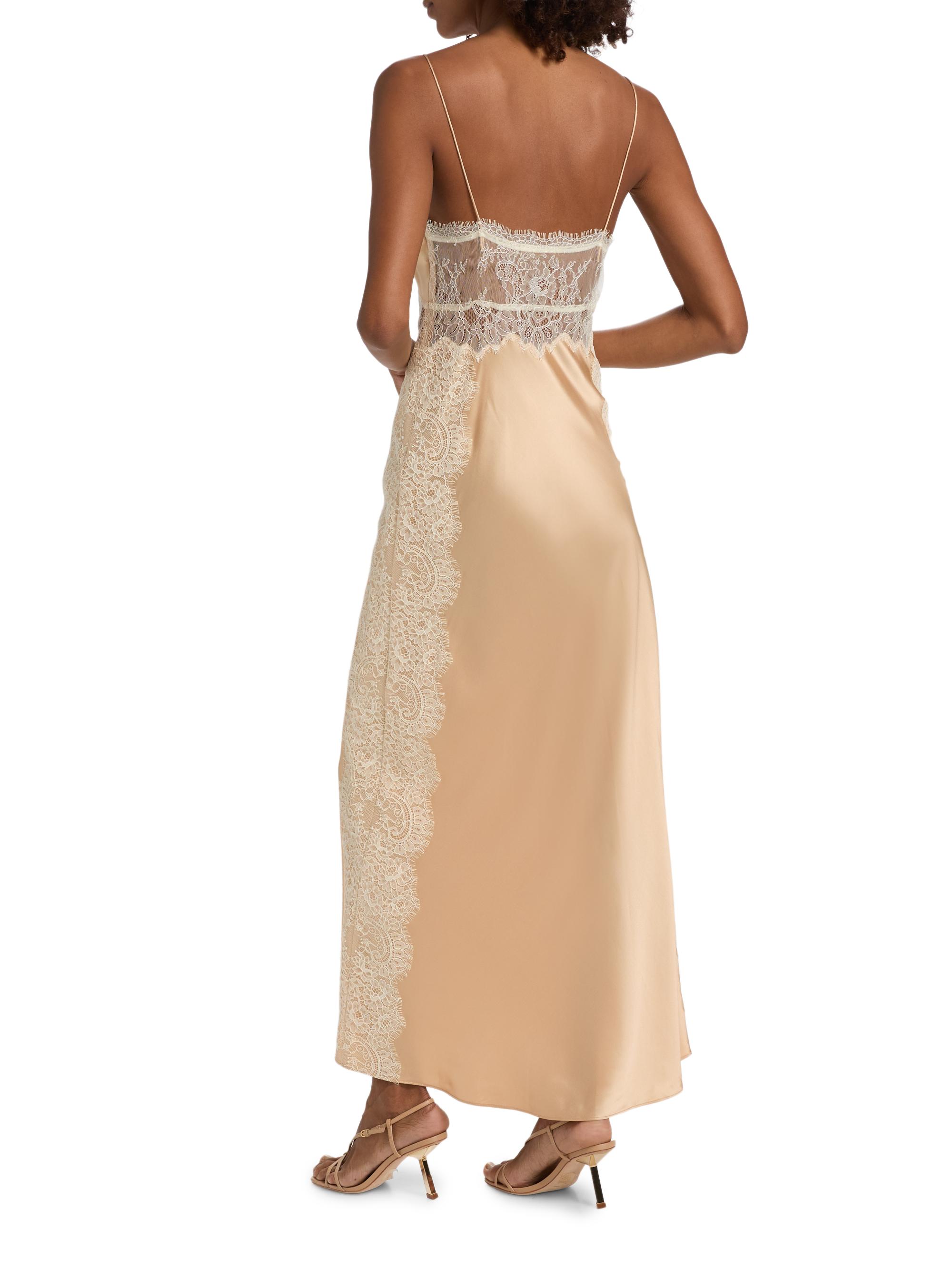 LoveShackFancy Women's Shia Lace-Trim Silk-Blend Slipdress - Pale Gold | Thumbnail 5