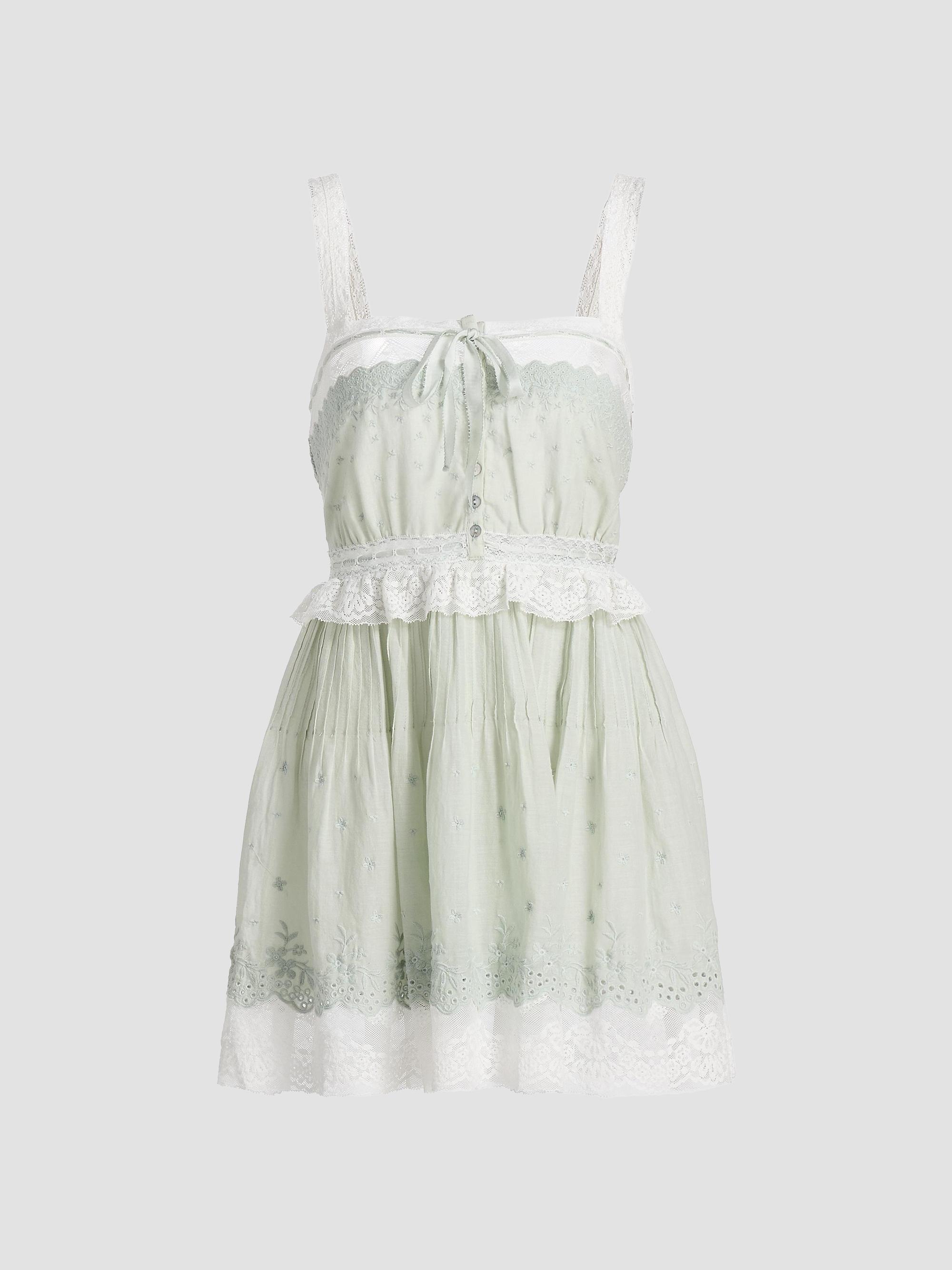 LoveShackFancy Hadlee Eyelet Cotton A-Line Minidress | Saks Fifth