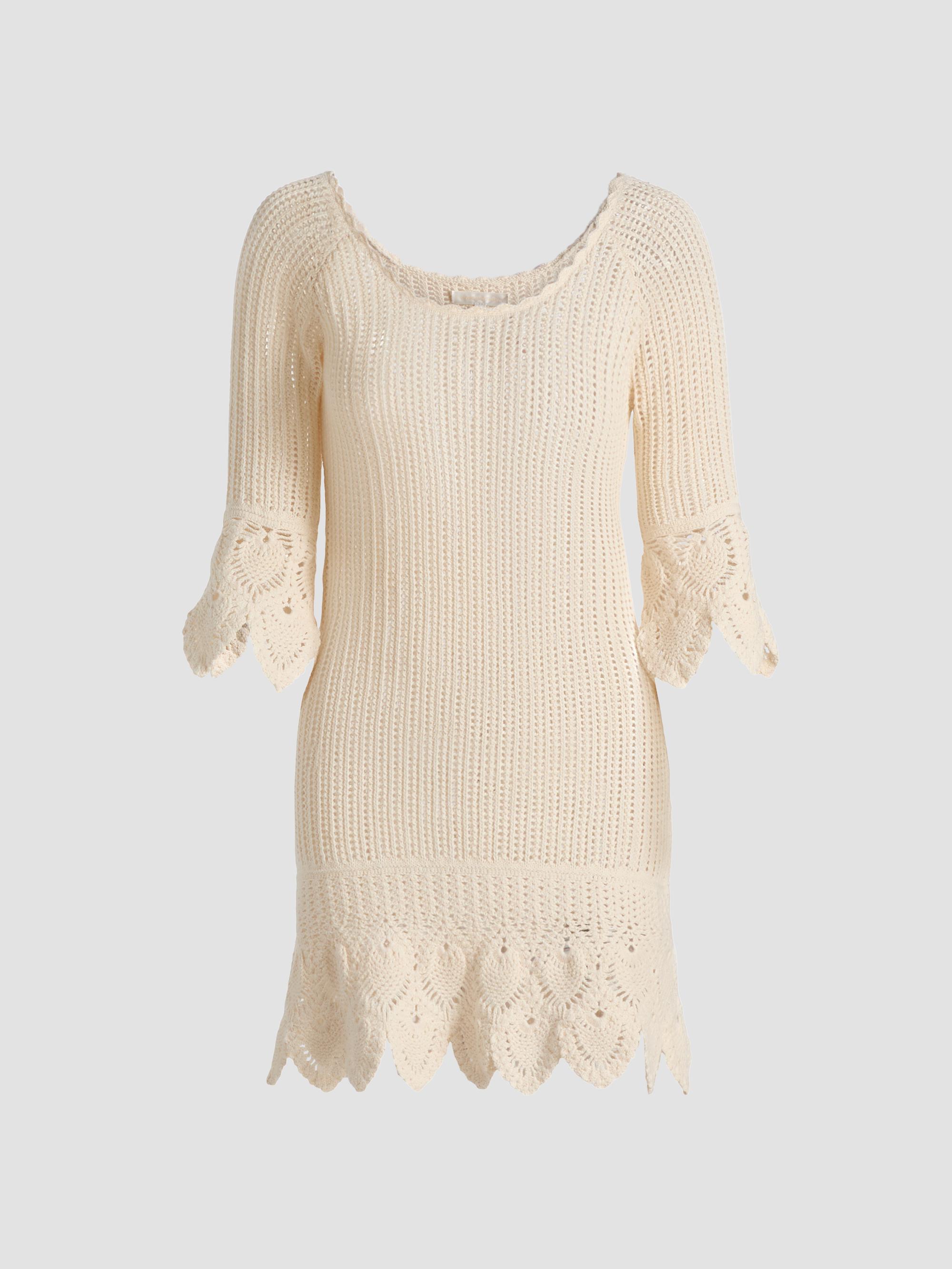 avril knit crochet dress Cara Cara Pointelle Midi Dress, Ivory, Women's, S sage green floral bridesmaid dress