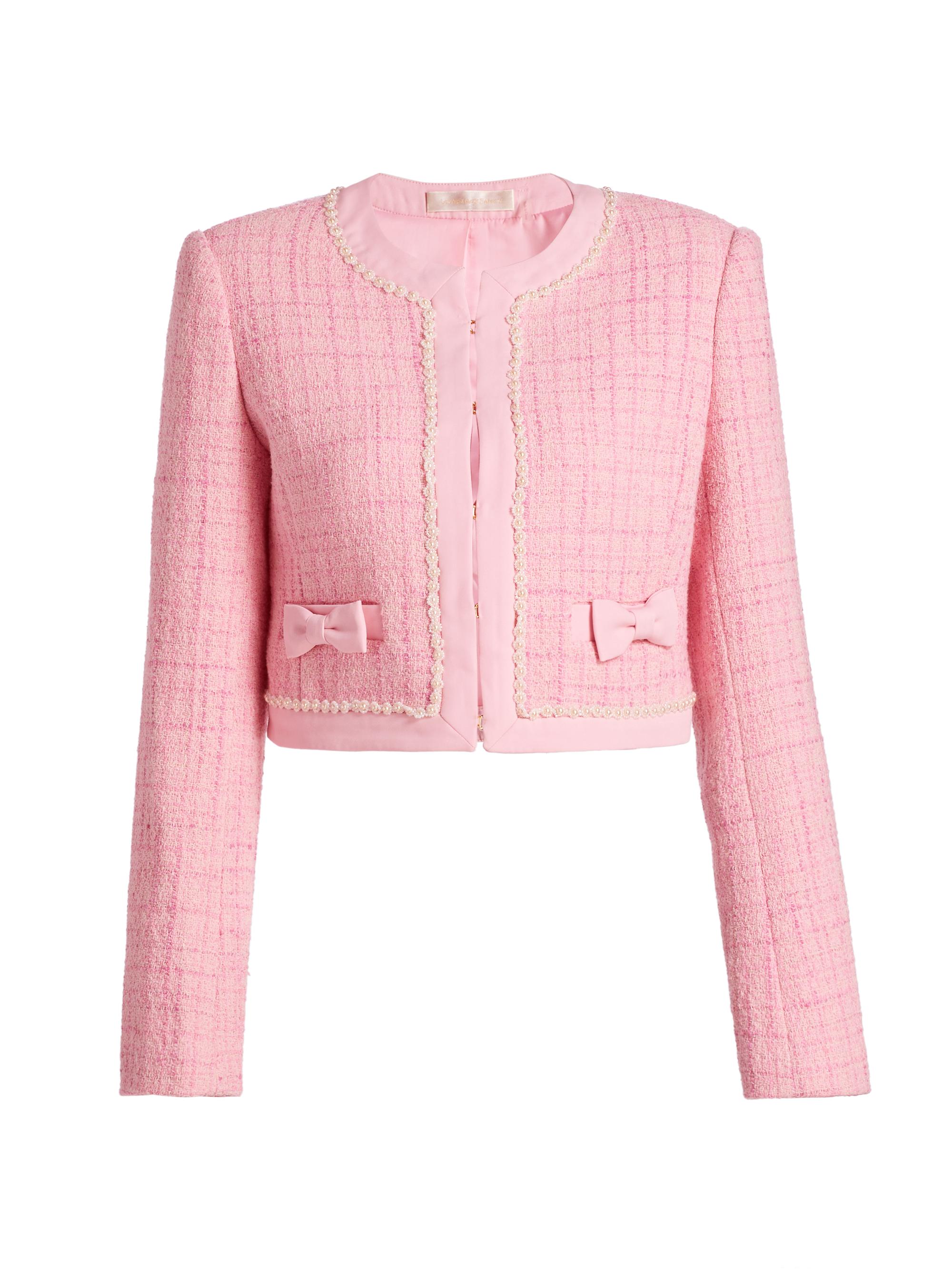 LoveShackFancy Women's Ralphette Embellished Tweed Crop Jacket - Pink Hibiscus