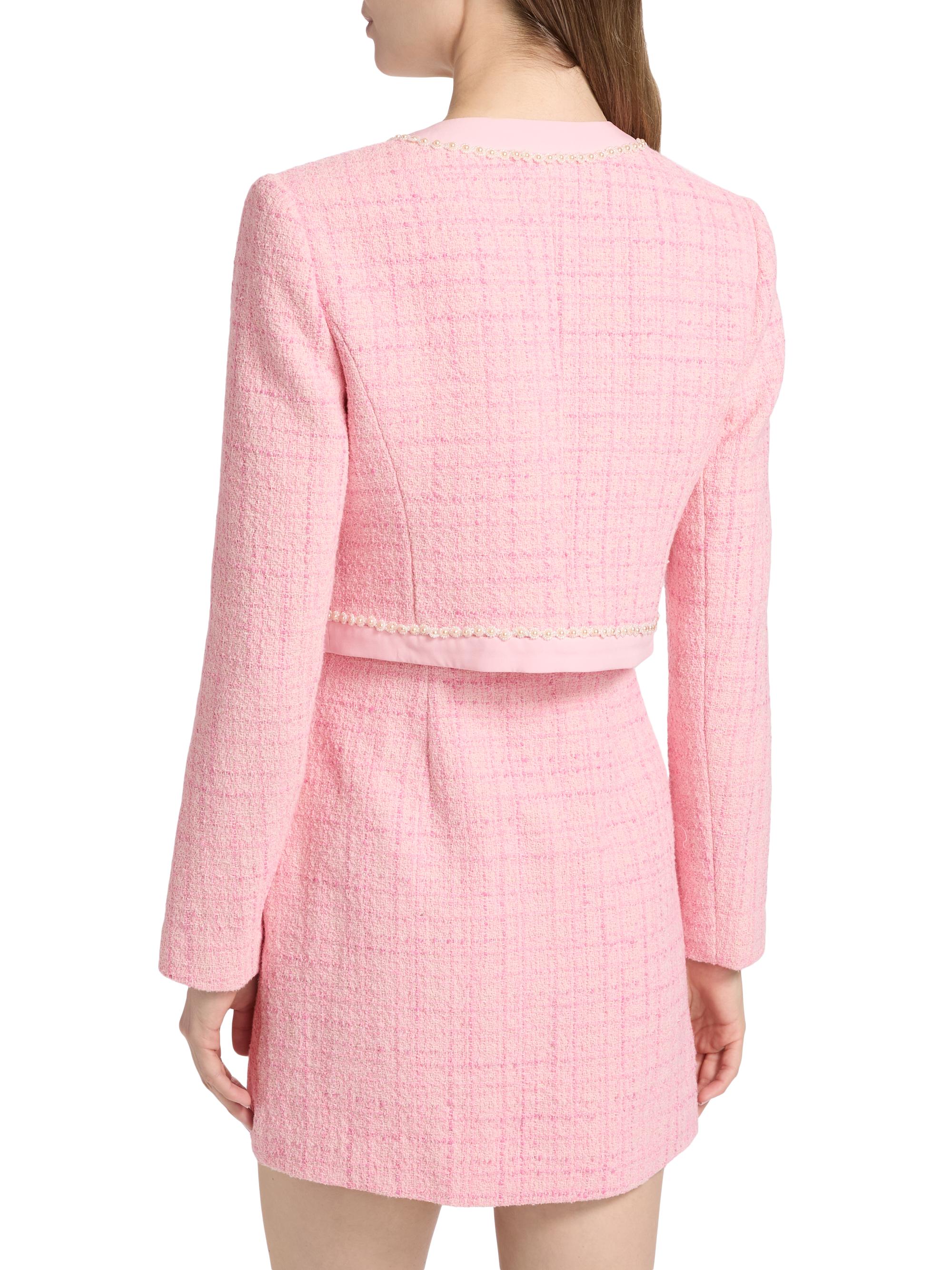 LoveShackFancy Women's Ralphette Embellished Tweed Crop Jacket - Pink Hibiscus | Thumbnail 5