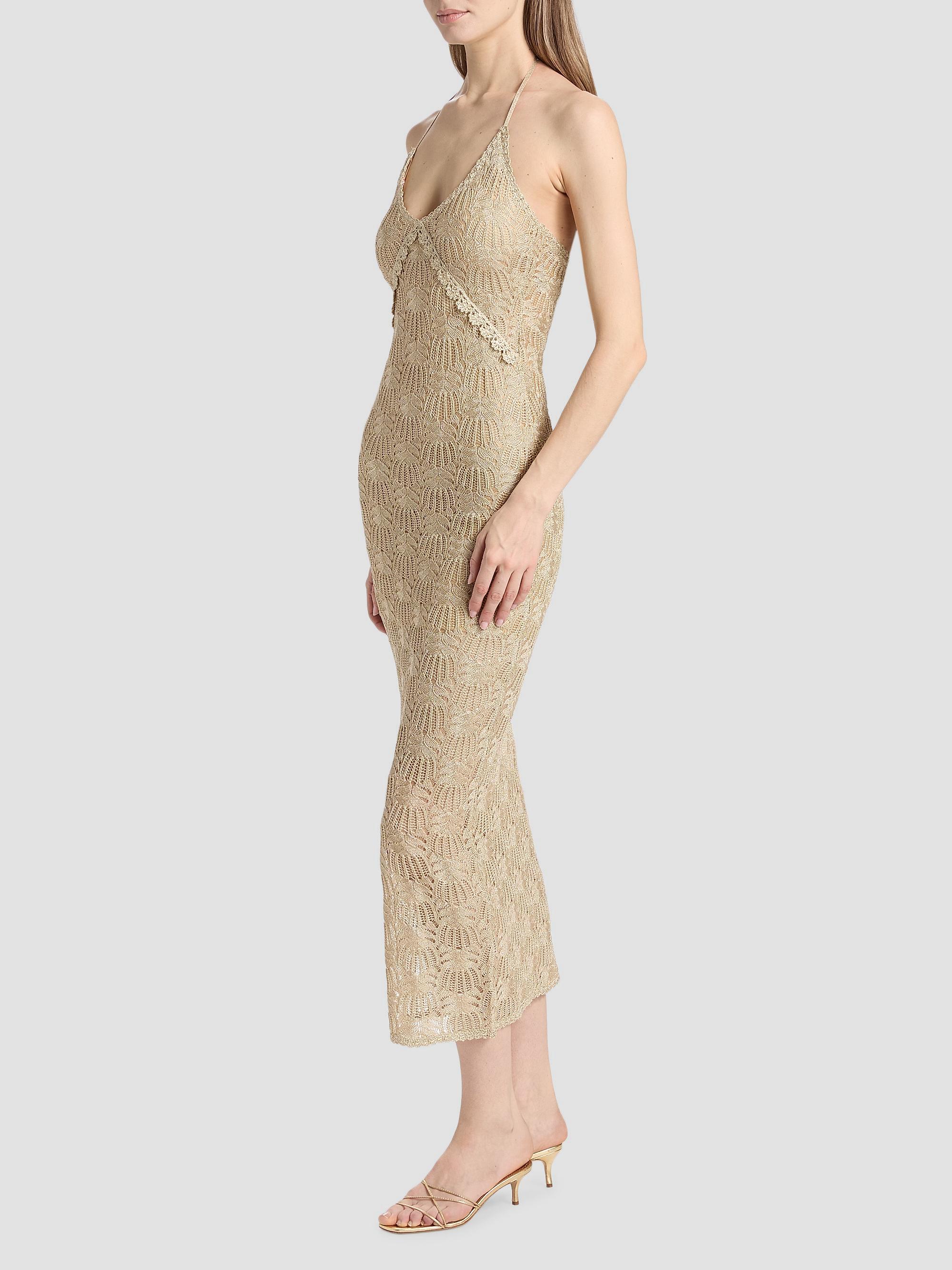 LoveShackFancy Vreya Metallic Halterneck Knitted Midi-Dress | Saks