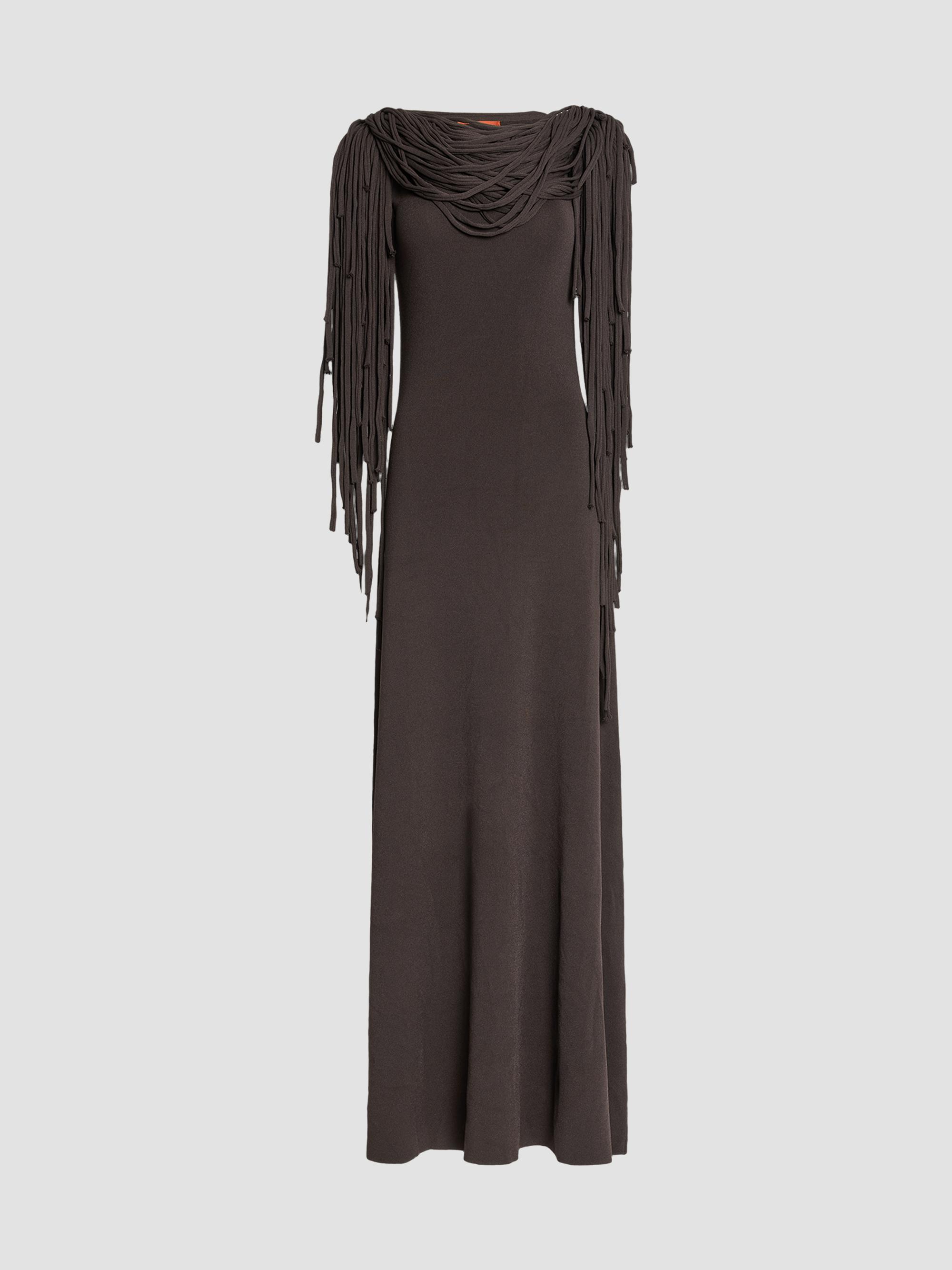 altuzarra dress Chaney in Fudge Scarf Color:COFFEE republic-day-sale formal dress christmas Girl length sleeves