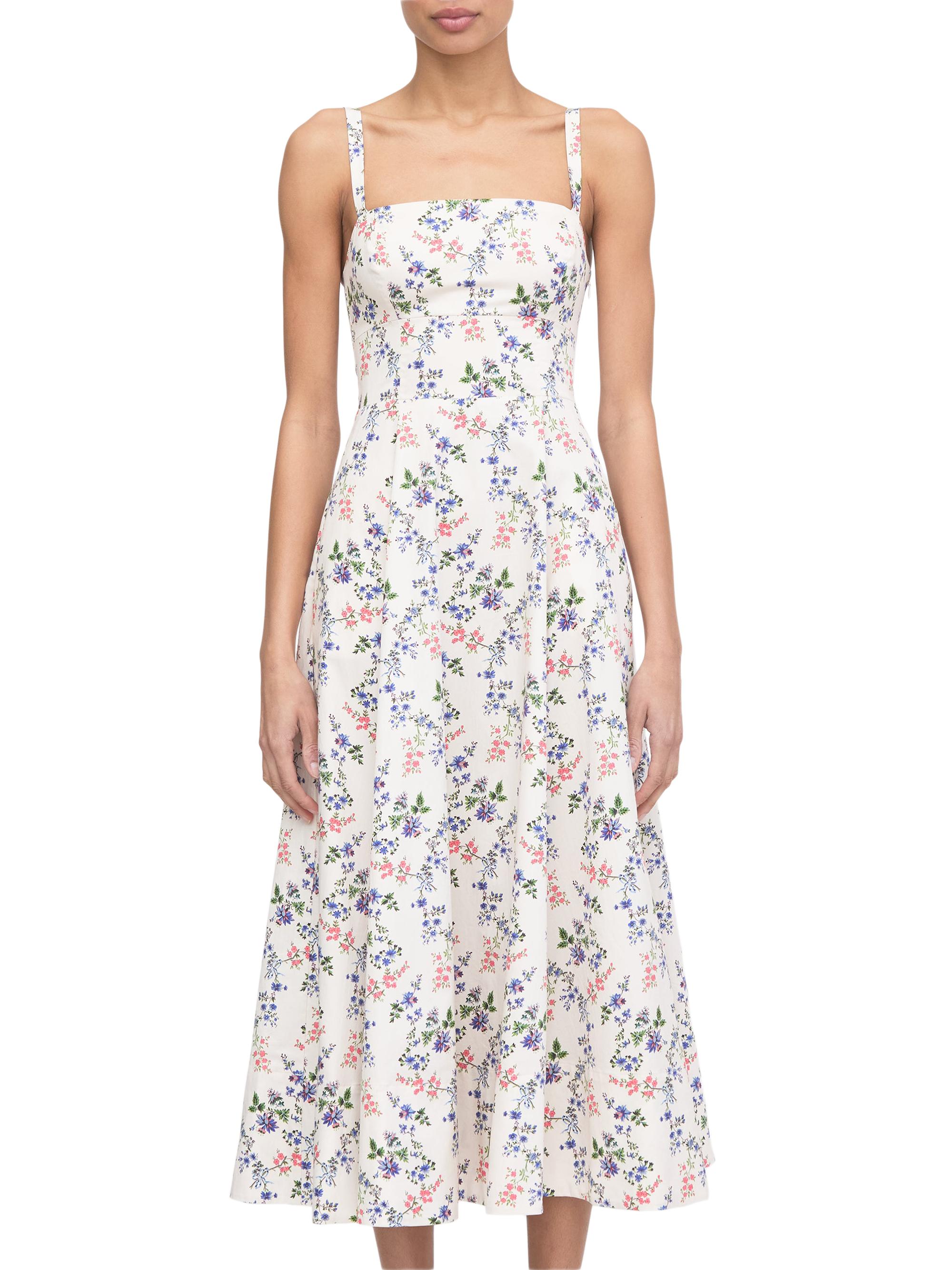 hill house margot dress blue floral block stripe The Margot Dress