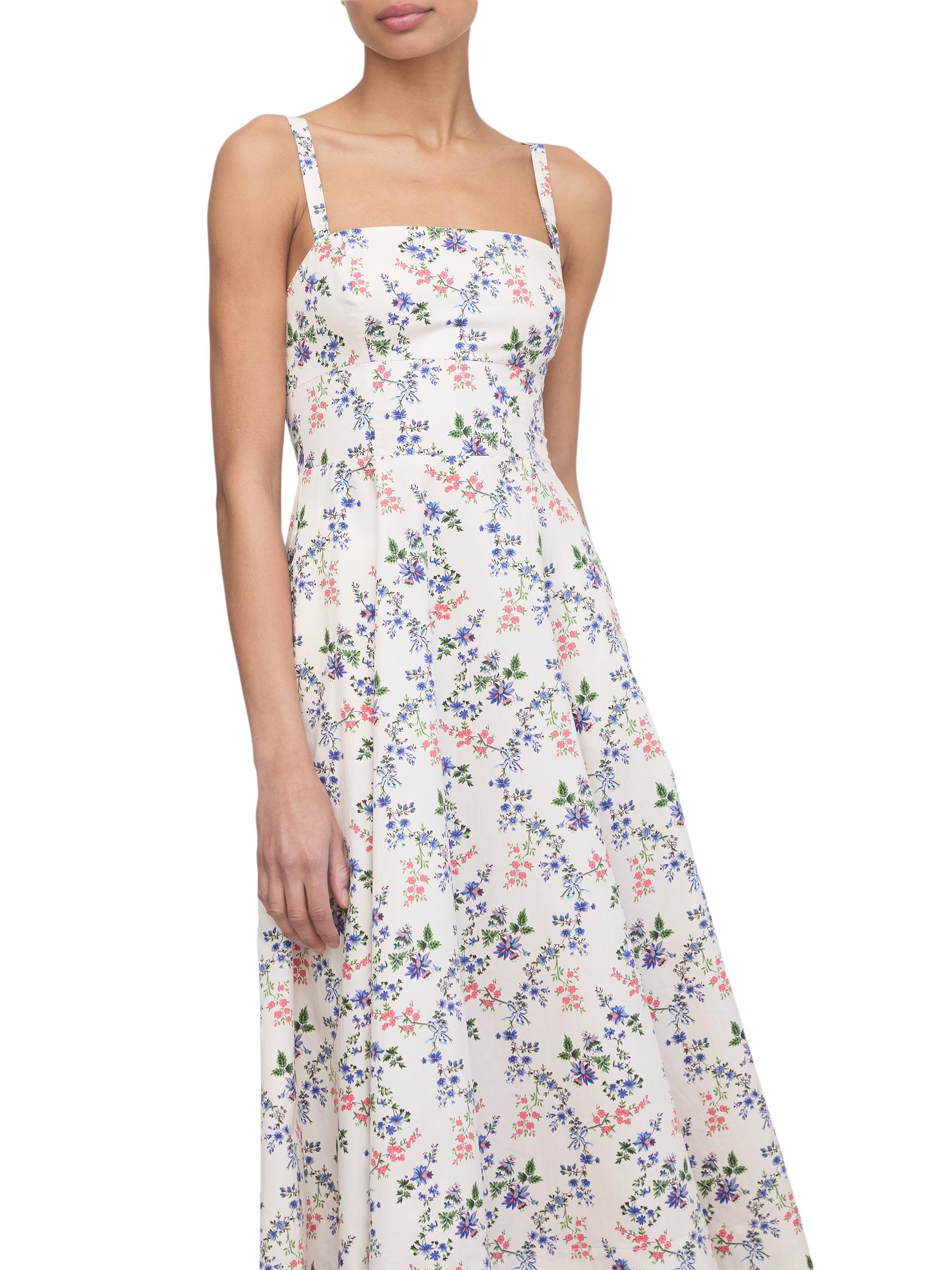 hill house margot dress blue floral block stripe The Margot Dress in Pink Floral Block Stripe