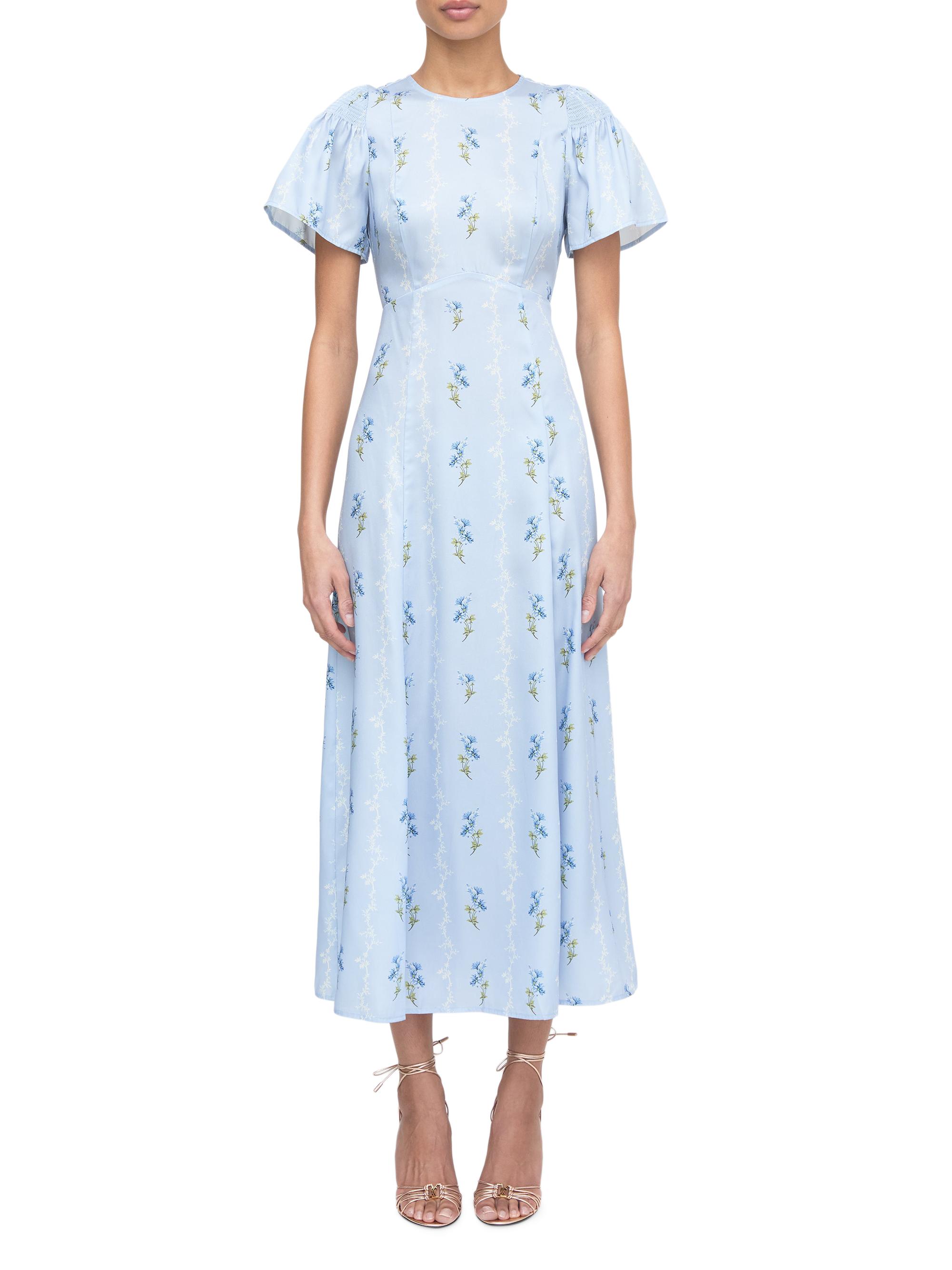 dominique floral long sleeve midi dress The Dominique Dress | Bluebell Waltz / XL