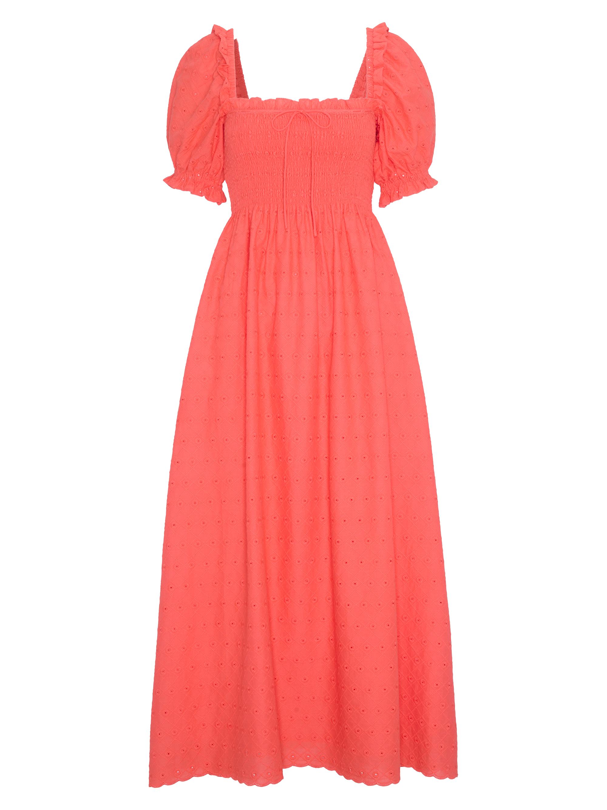 Hill House Home Women's The Scarlett Midi Nap Dress - Coral Daisy Broderie