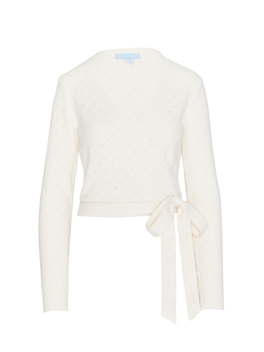 Hill House Home Women's The Deirdre Wrap Sweater In Ivory Pointelle
