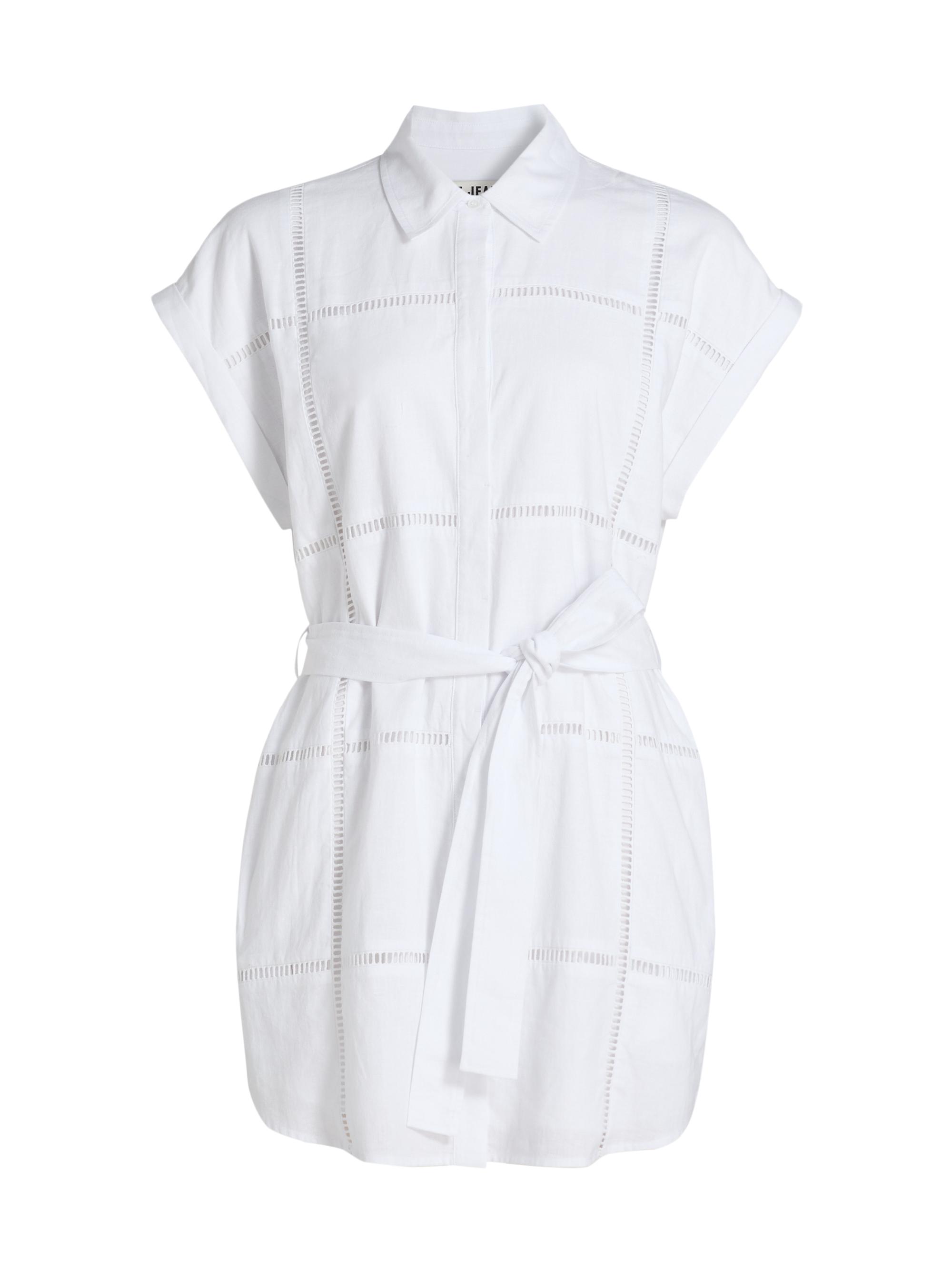 Le Jean Women's Eyelet Linen Shirtdress - White