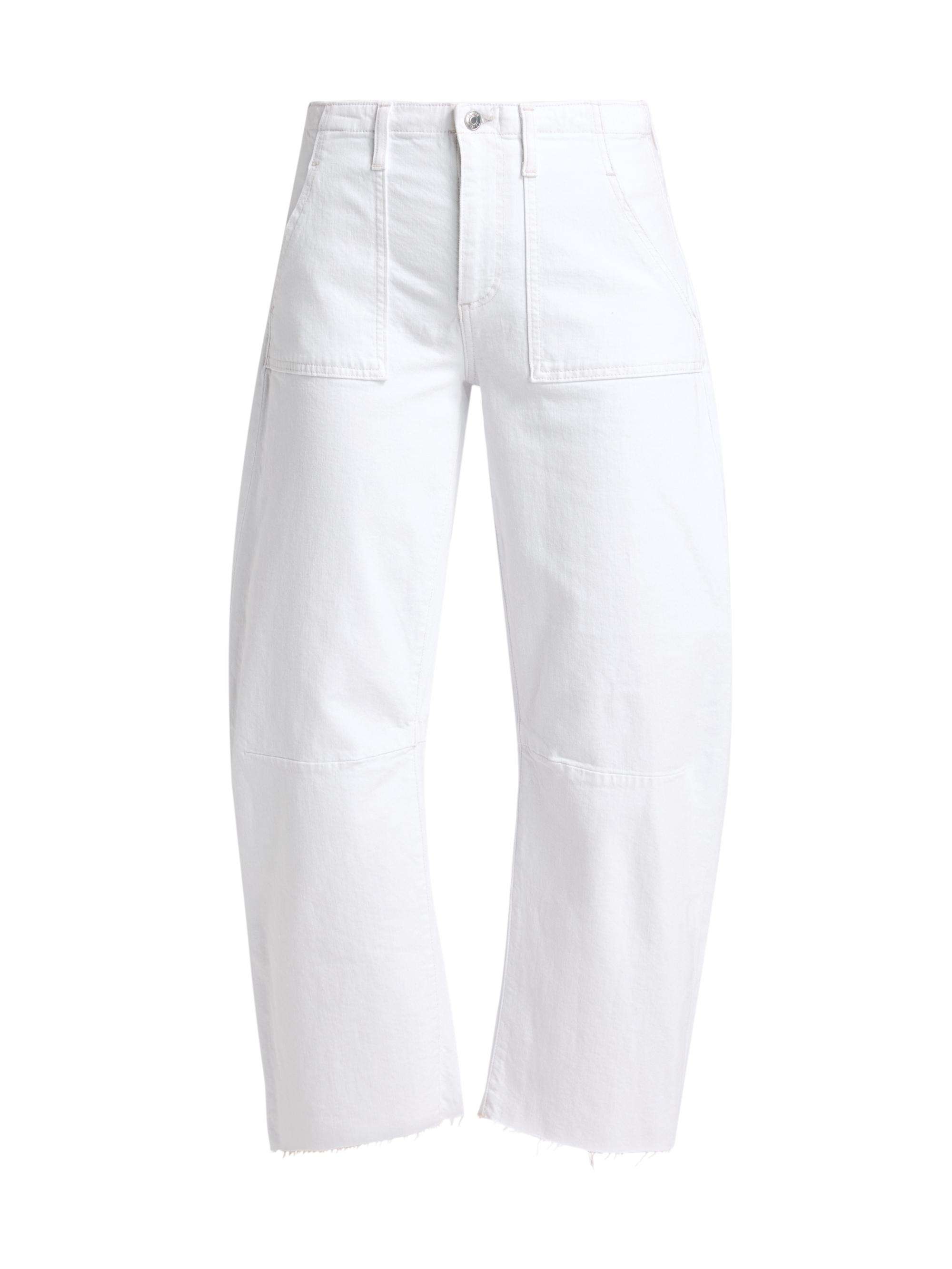 Le Jean Women's Utility Soft Barrel Crop Jeans - White