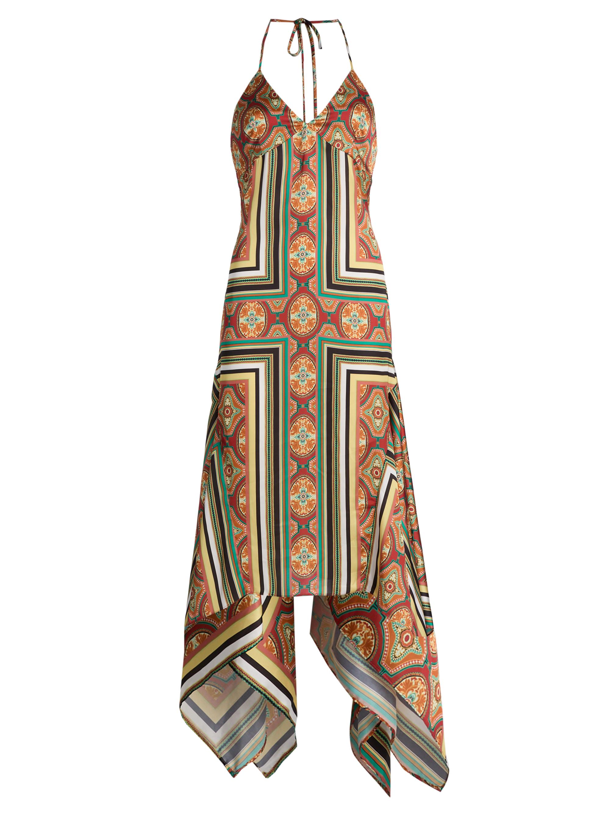 Misa Los Angeles Women's Sheila Printed Satin Handkerchief Midi-Dress - Majorelle Scarf
