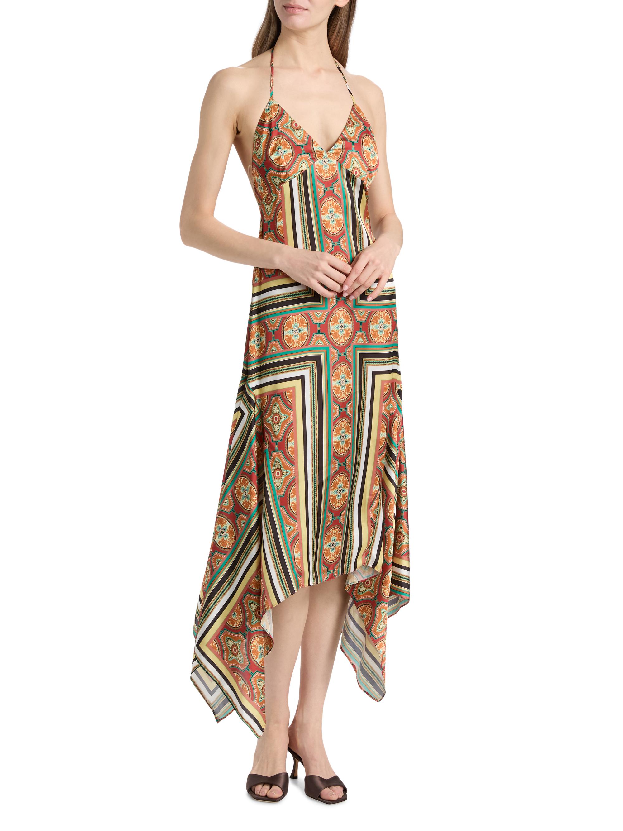 Misa Los Angeles Women's Sheila Printed Satin Handkerchief Midi-Dress - Majorelle Scarf | Thumbnail 2