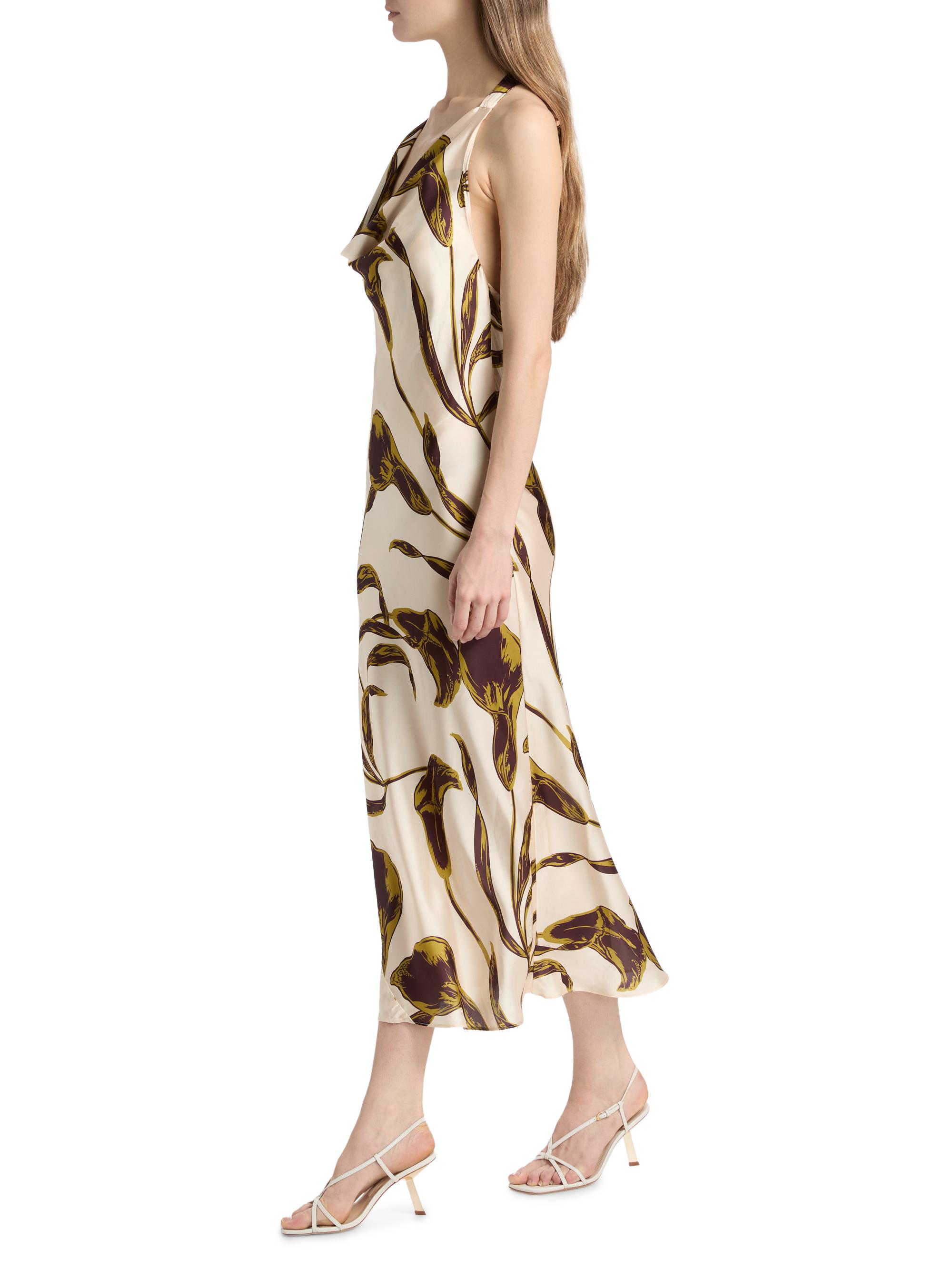 Misa Los Angeles Women's Ida Floral-Print Halterneck Satin Midi-Dress - Mahogany Calla Lily | Thumbnail 4