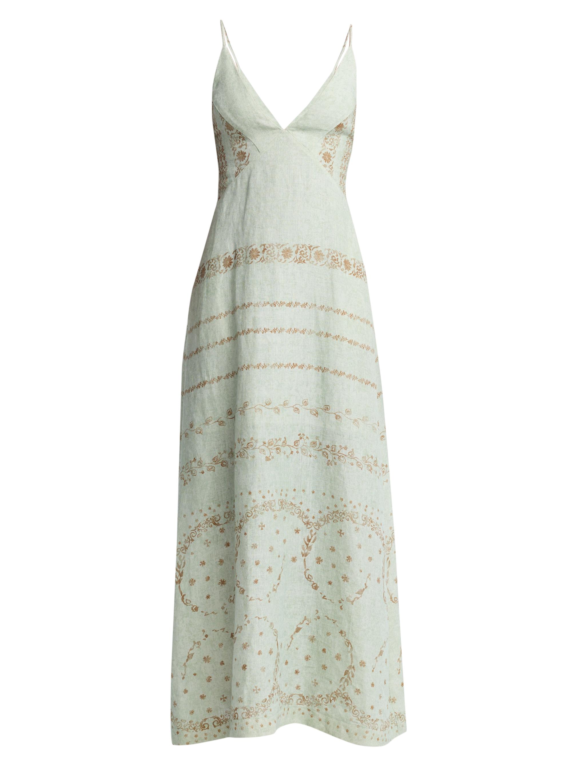 sleeveless long linen dress VisibleArt Sleeveless Linen Maxi Dress with Pockets