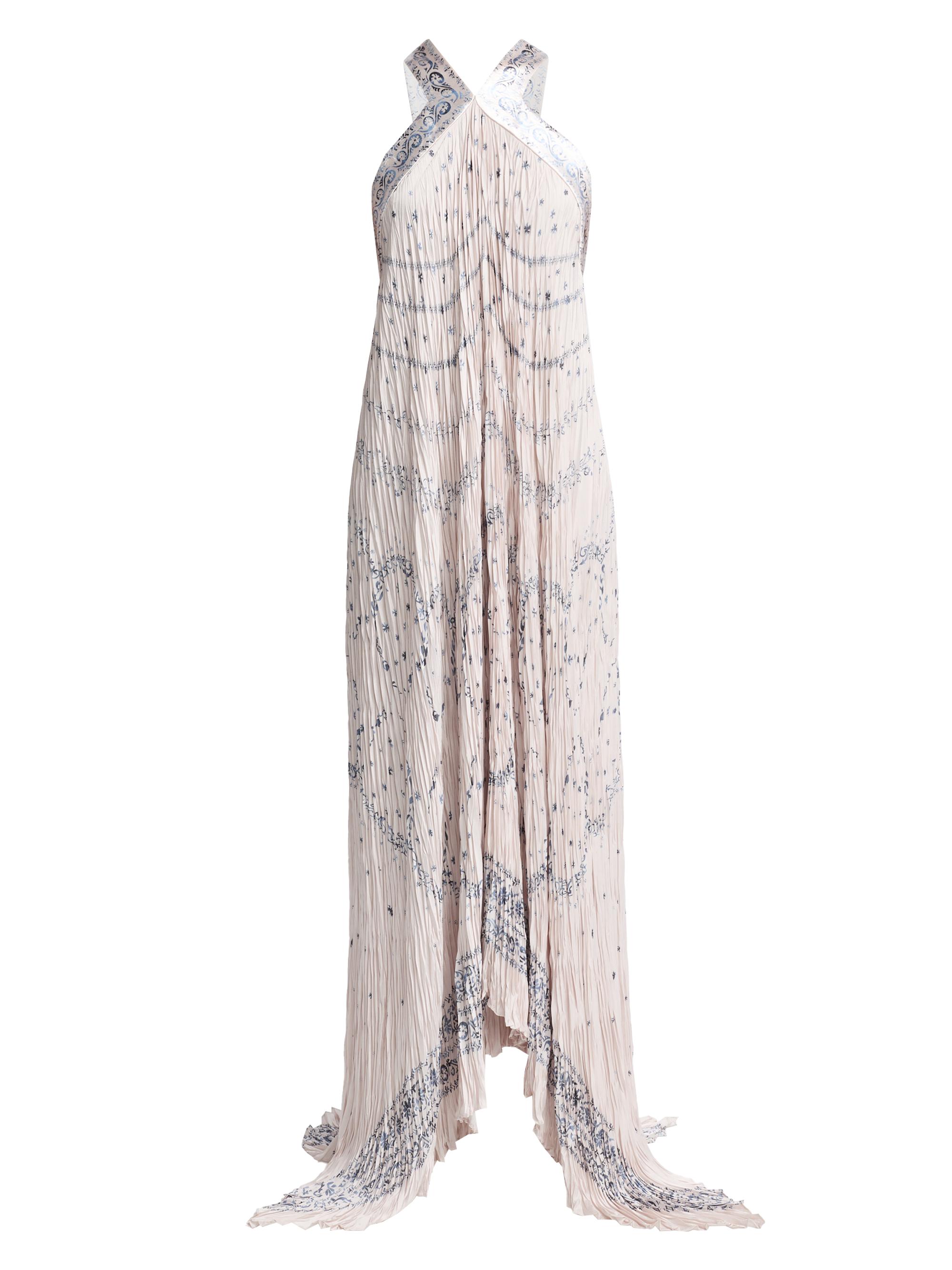 Alberta Ferretti Women's Printed Satin Halterneck Maxi Dress - Multi Pink