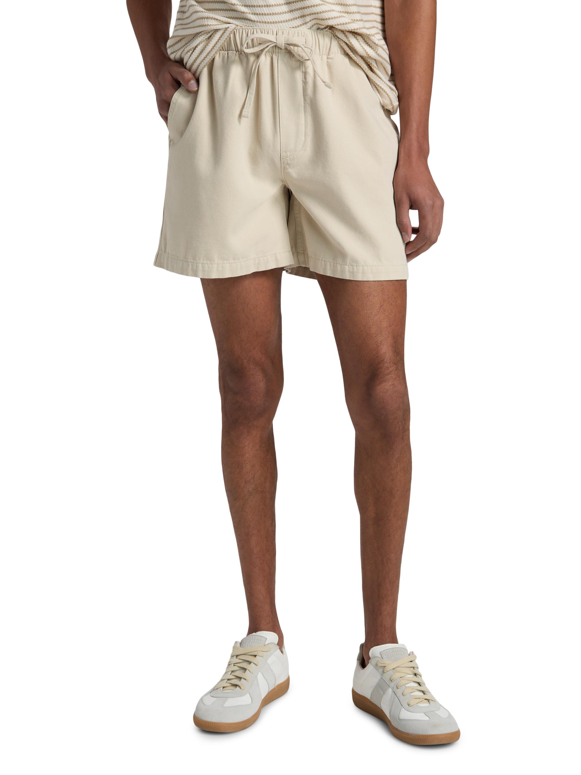 FRAME Men's Cotton Canvas Drawstring Shorts - Off White | Thumbnail 3