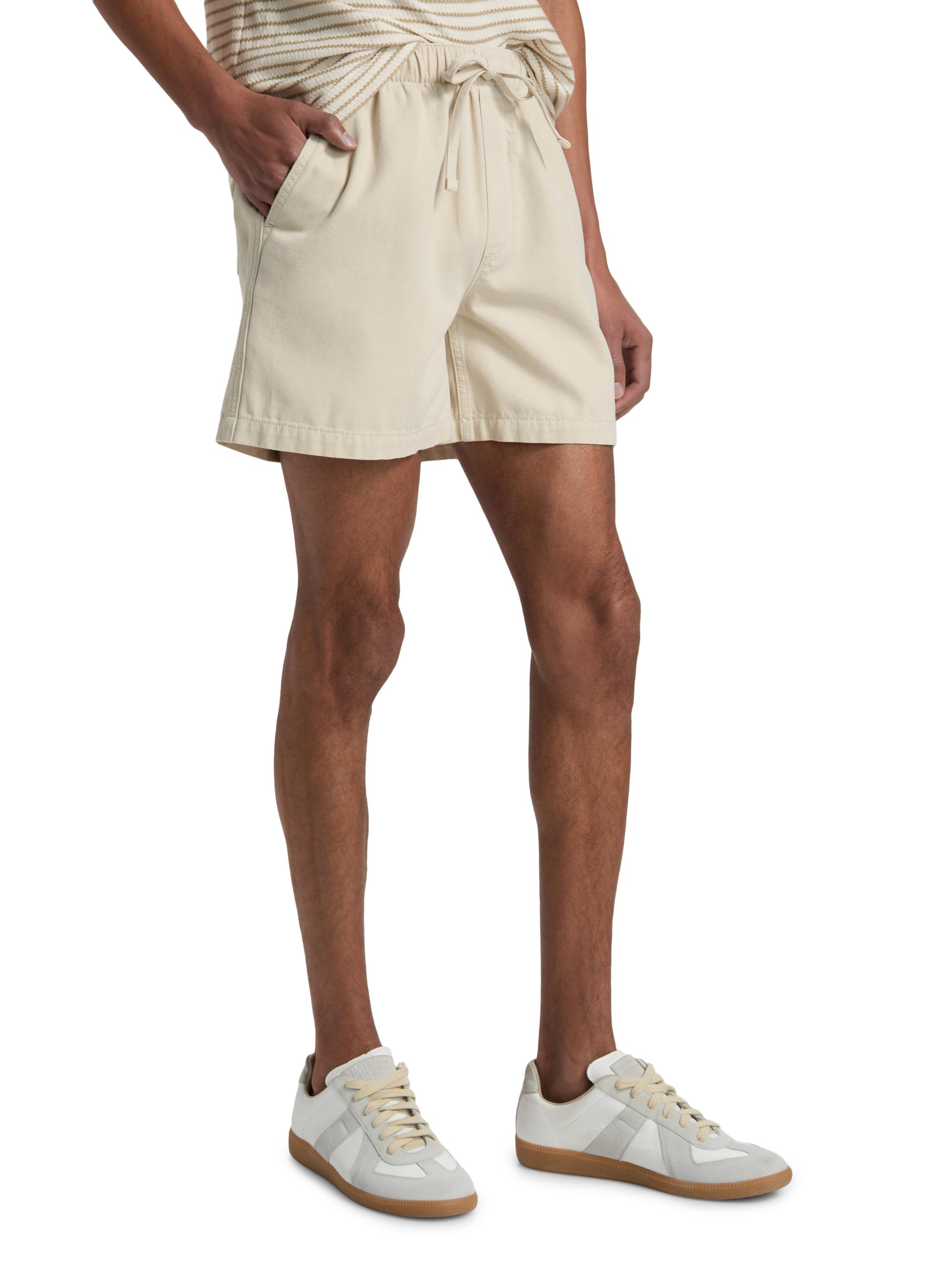 FRAME Men's Cotton Canvas Drawstring Shorts - Off White | Thumbnail 4