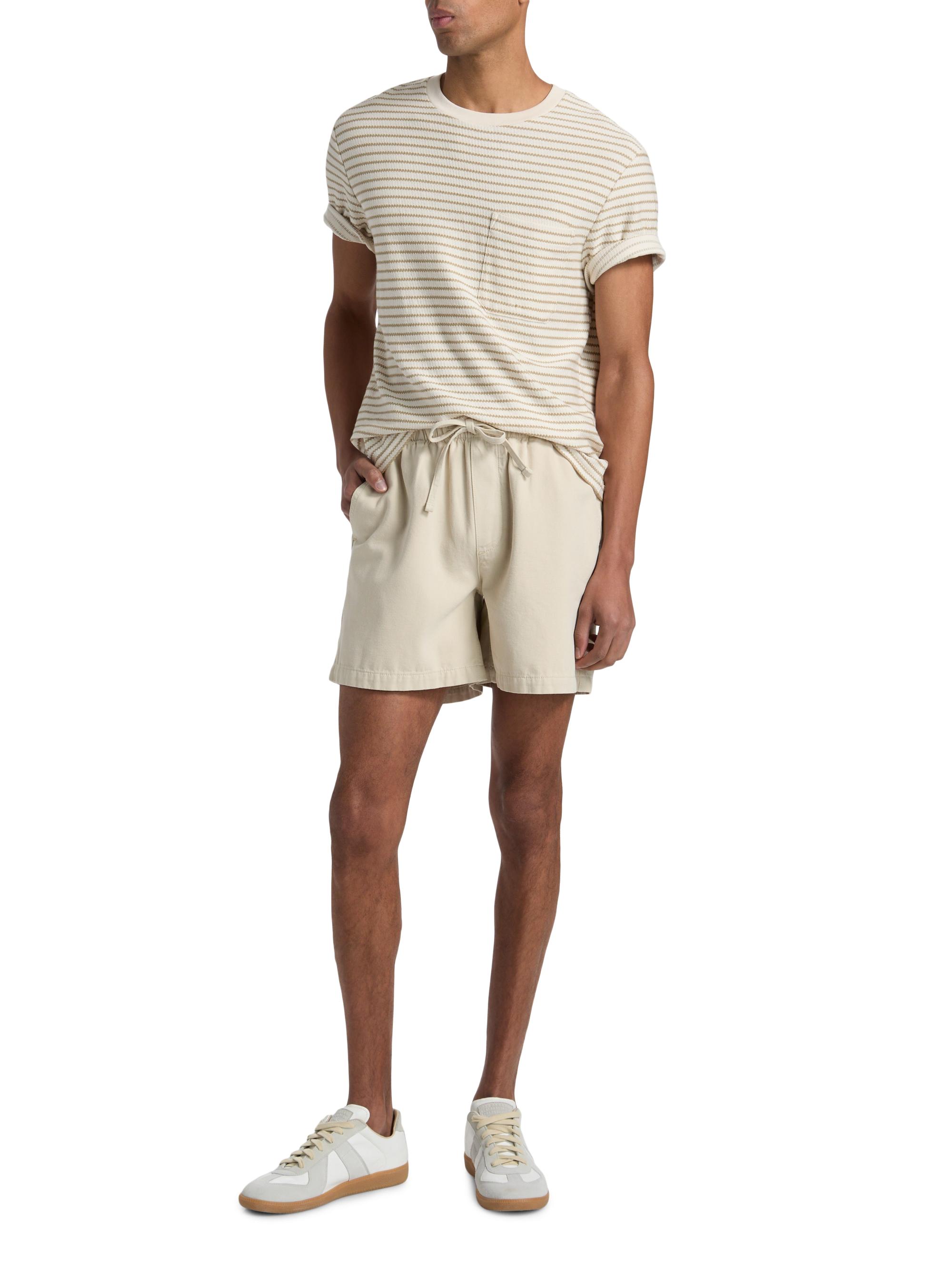 FRAME Men's Cotton Canvas Drawstring Shorts - Off White | Thumbnail 2