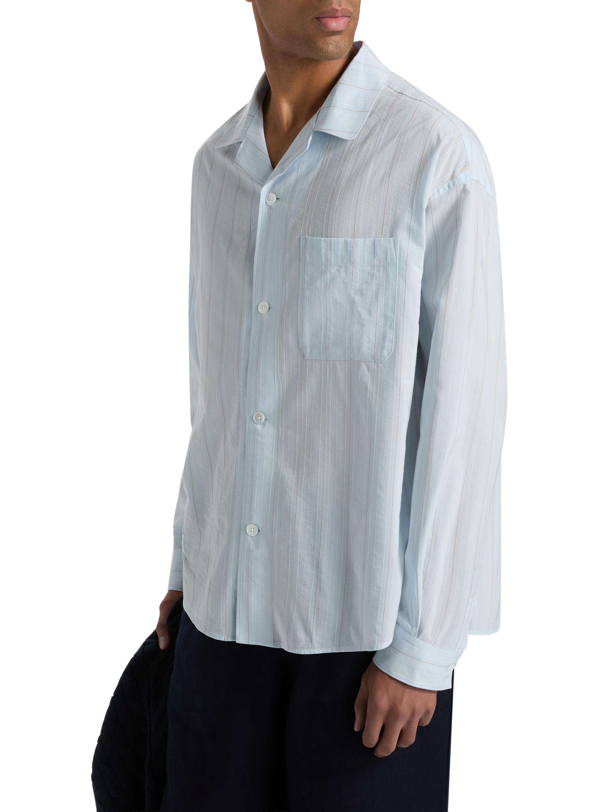 FRAME Men's Striped Pajama-Style Shirt - Blue Stripe | Thumbnail 4