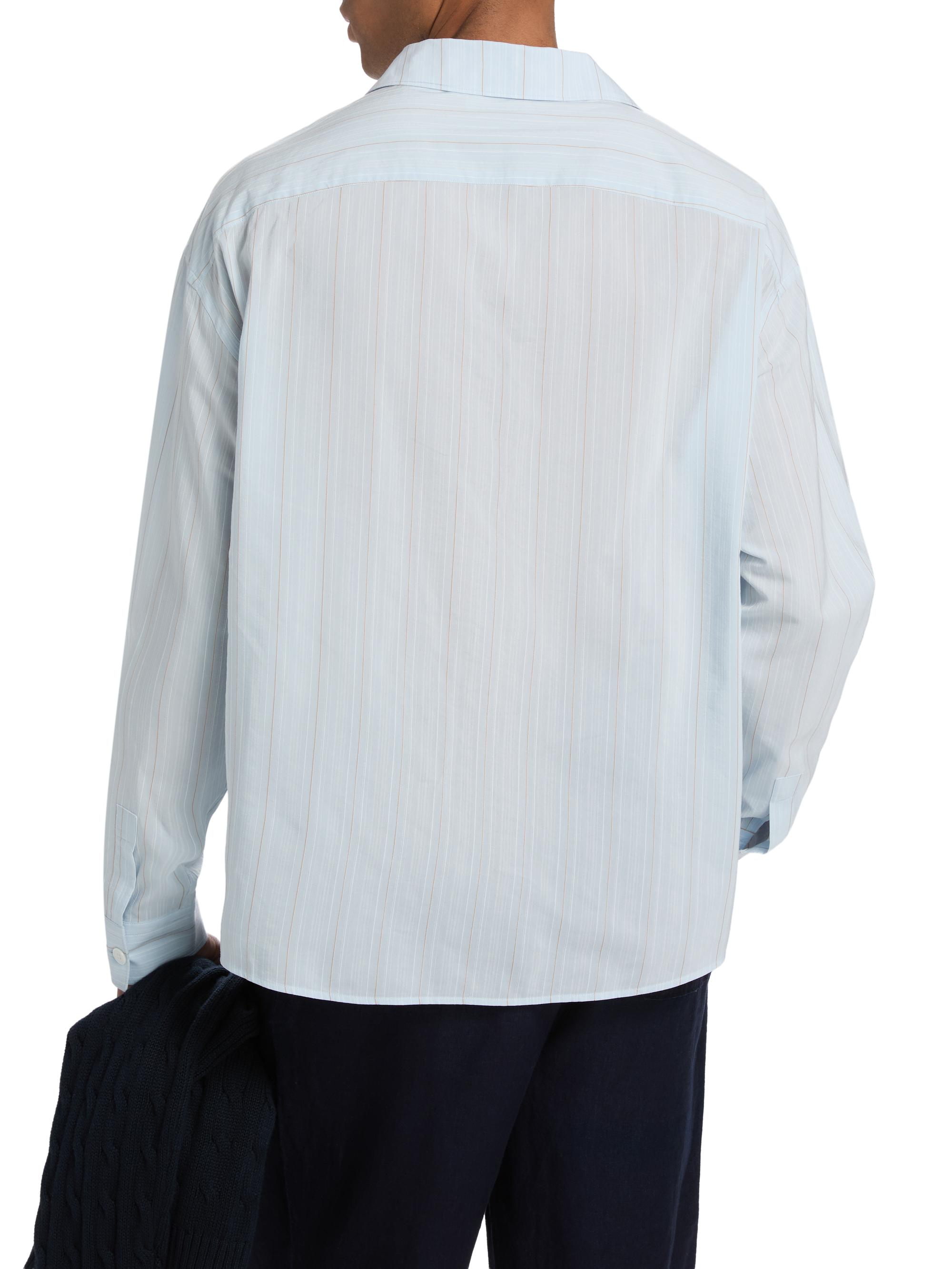 FRAME Men's Striped Pajama-Style Shirt - Blue Stripe | Thumbnail 5