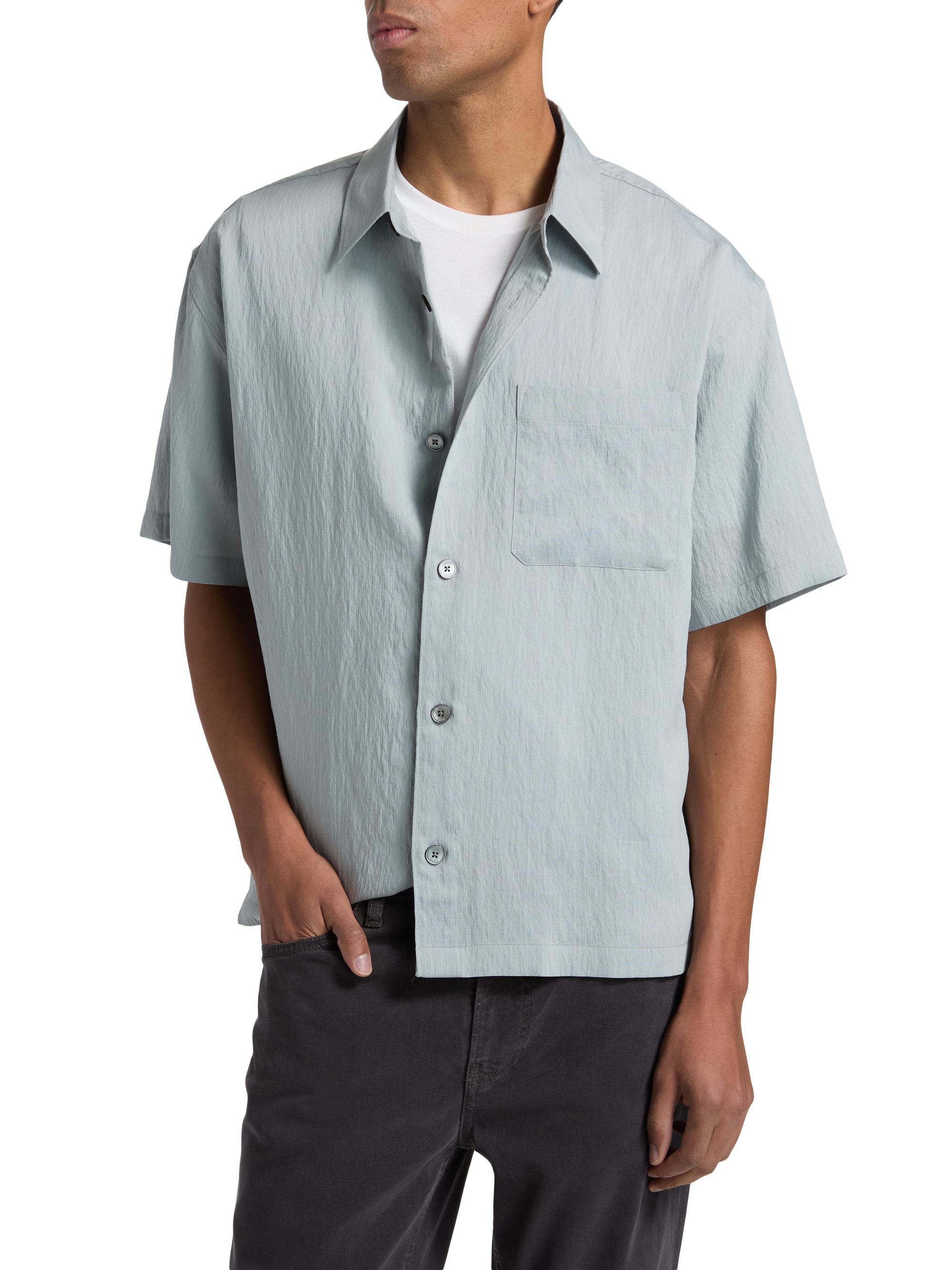 FRAME Men's Lightweight Short-Sleeve Shirt - Blue Grey Stripe | Thumbnail 3