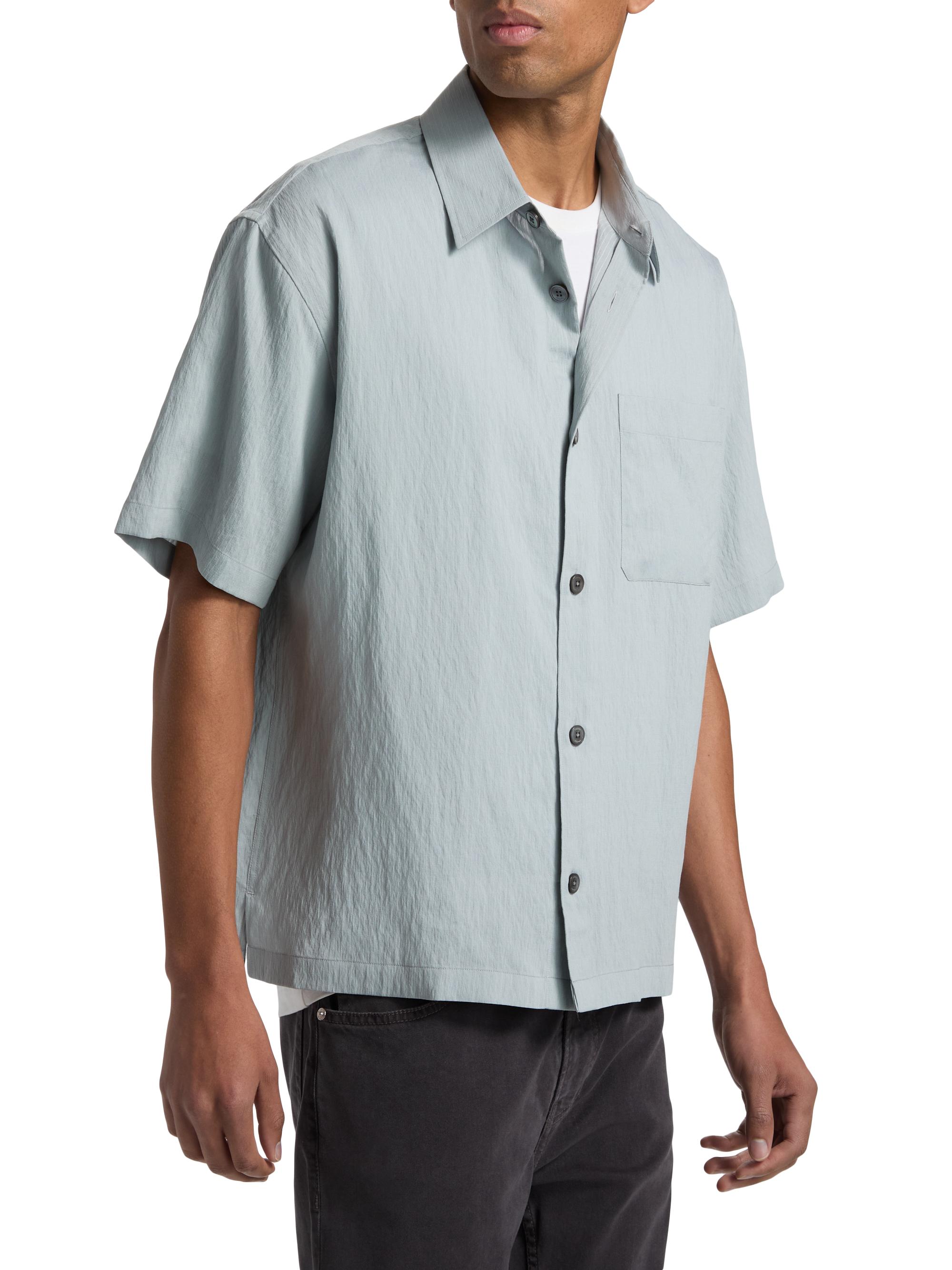 FRAME Men's Lightweight Short-Sleeve Shirt - Blue Grey Stripe | Thumbnail 4