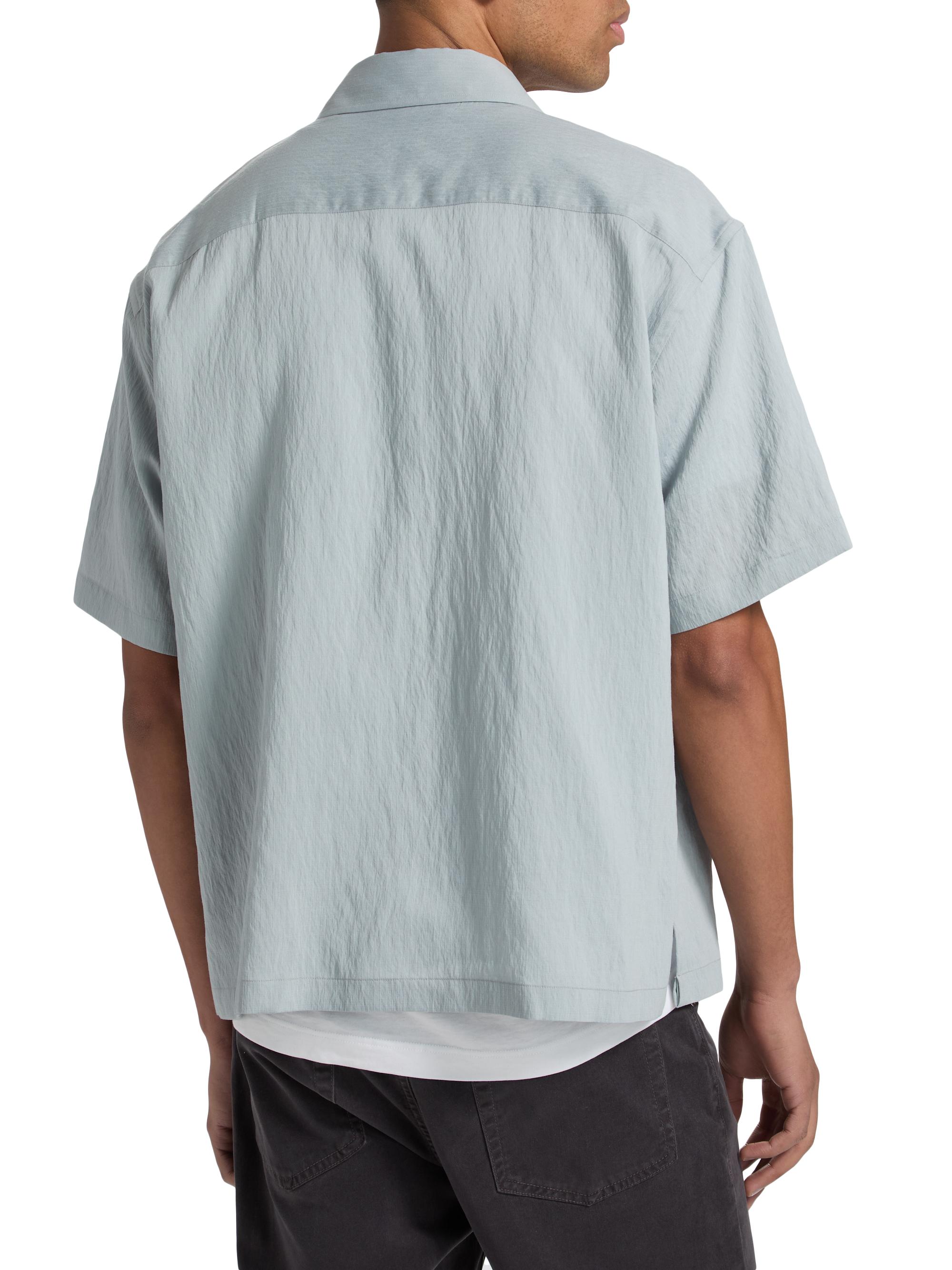 FRAME Men's Lightweight Short-Sleeve Shirt - Blue Grey Stripe | Thumbnail 5