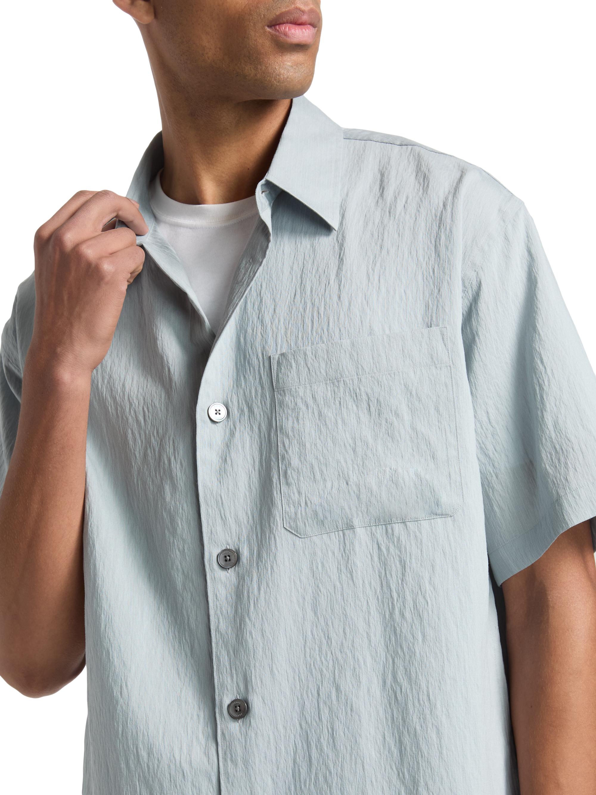 FRAME Men's Lightweight Short-Sleeve Shirt - Blue Grey Stripe | Thumbnail 6