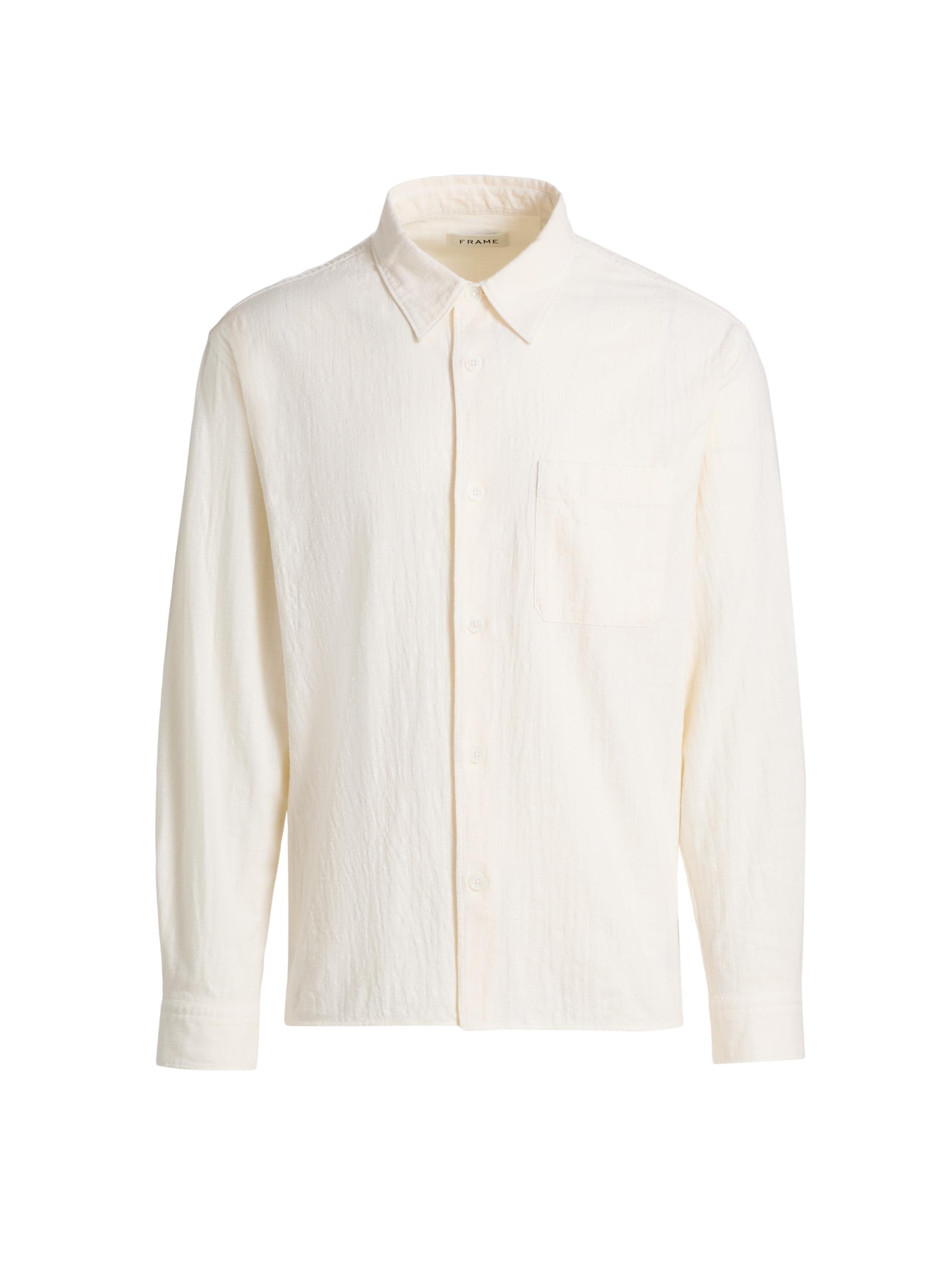 FRAME Men's Textured Cotton Shirt - Off White