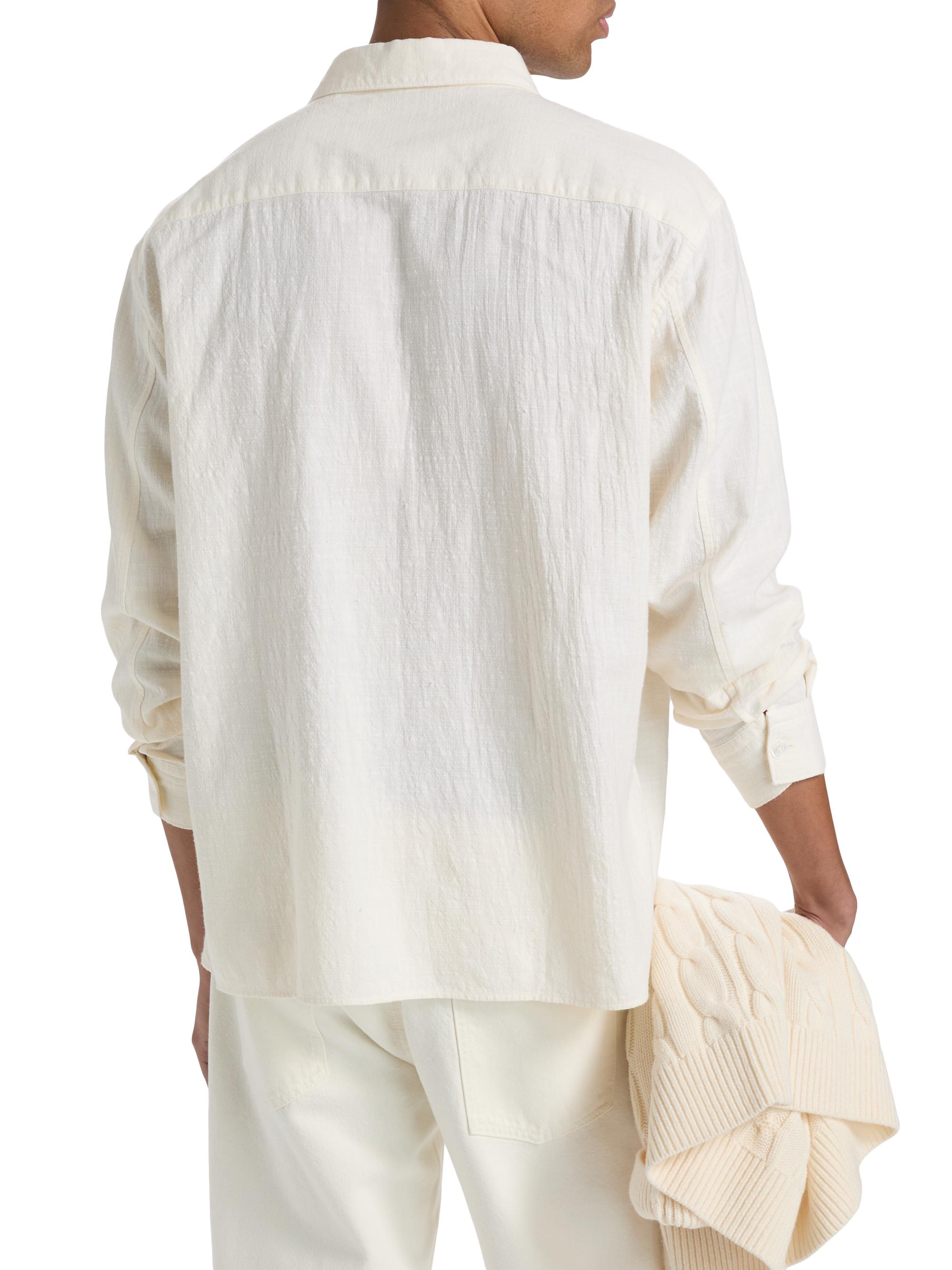 FRAME Men's Textured Cotton Shirt - Off White | Thumbnail 5