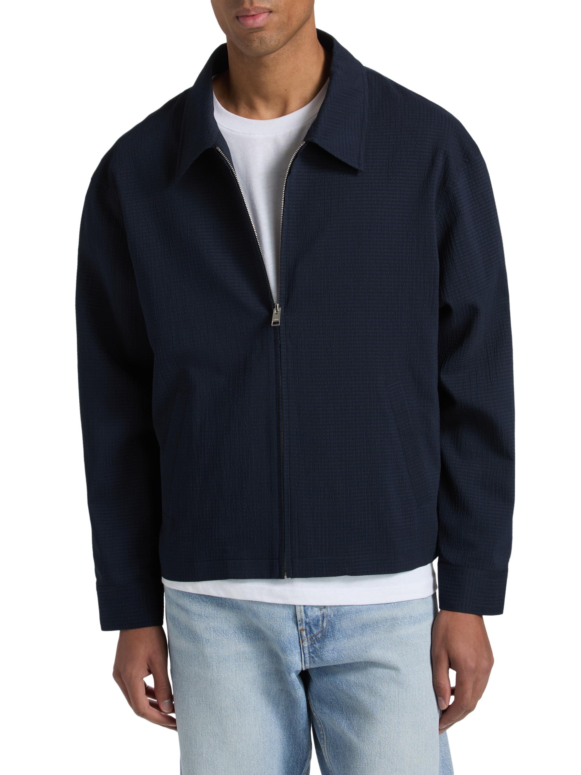 FRAME Men's Seersucker Blouson Jacket - Navy | Thumbnail 3