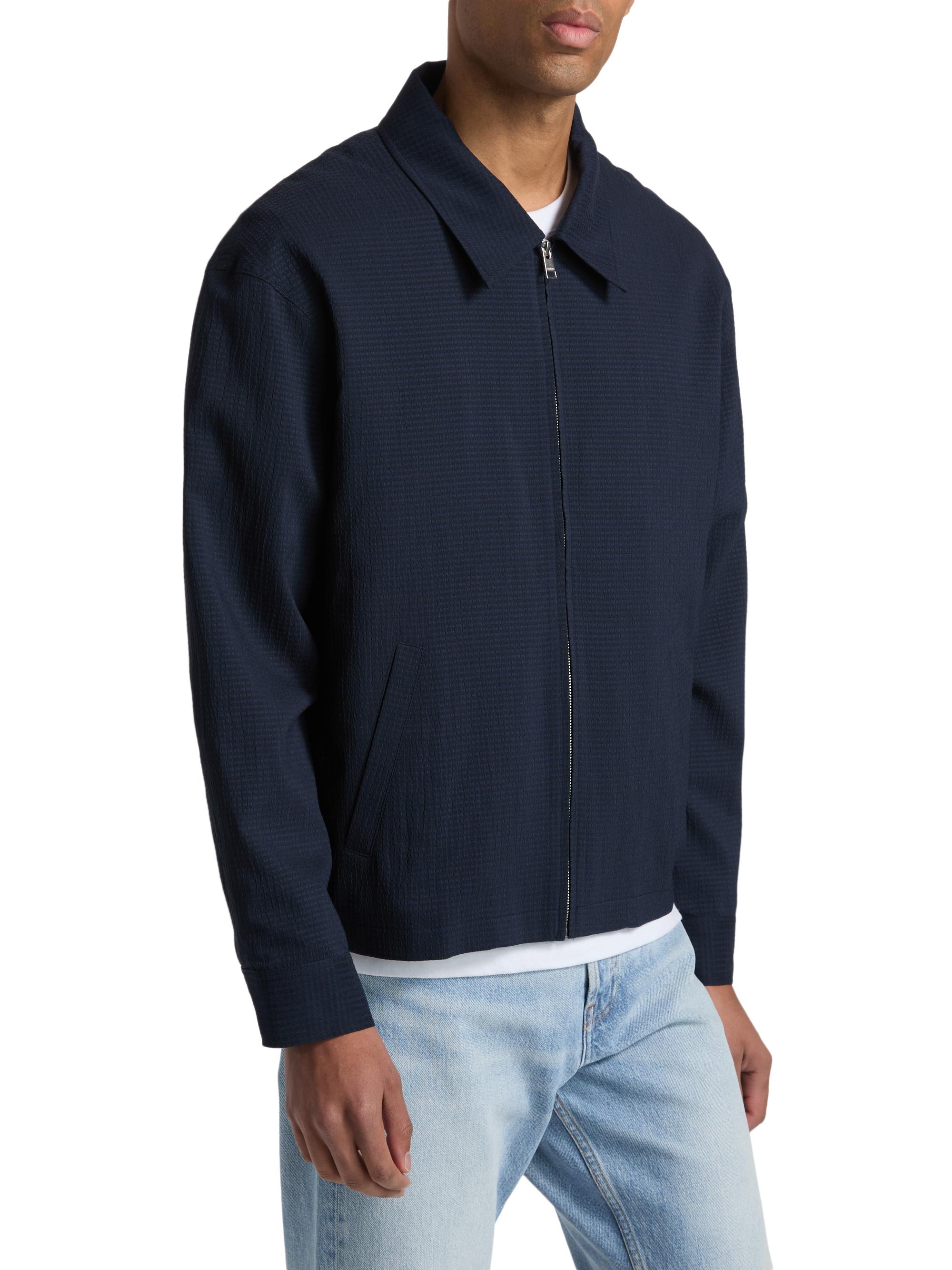 FRAME Men's Seersucker Blouson Jacket - Navy | Thumbnail 4